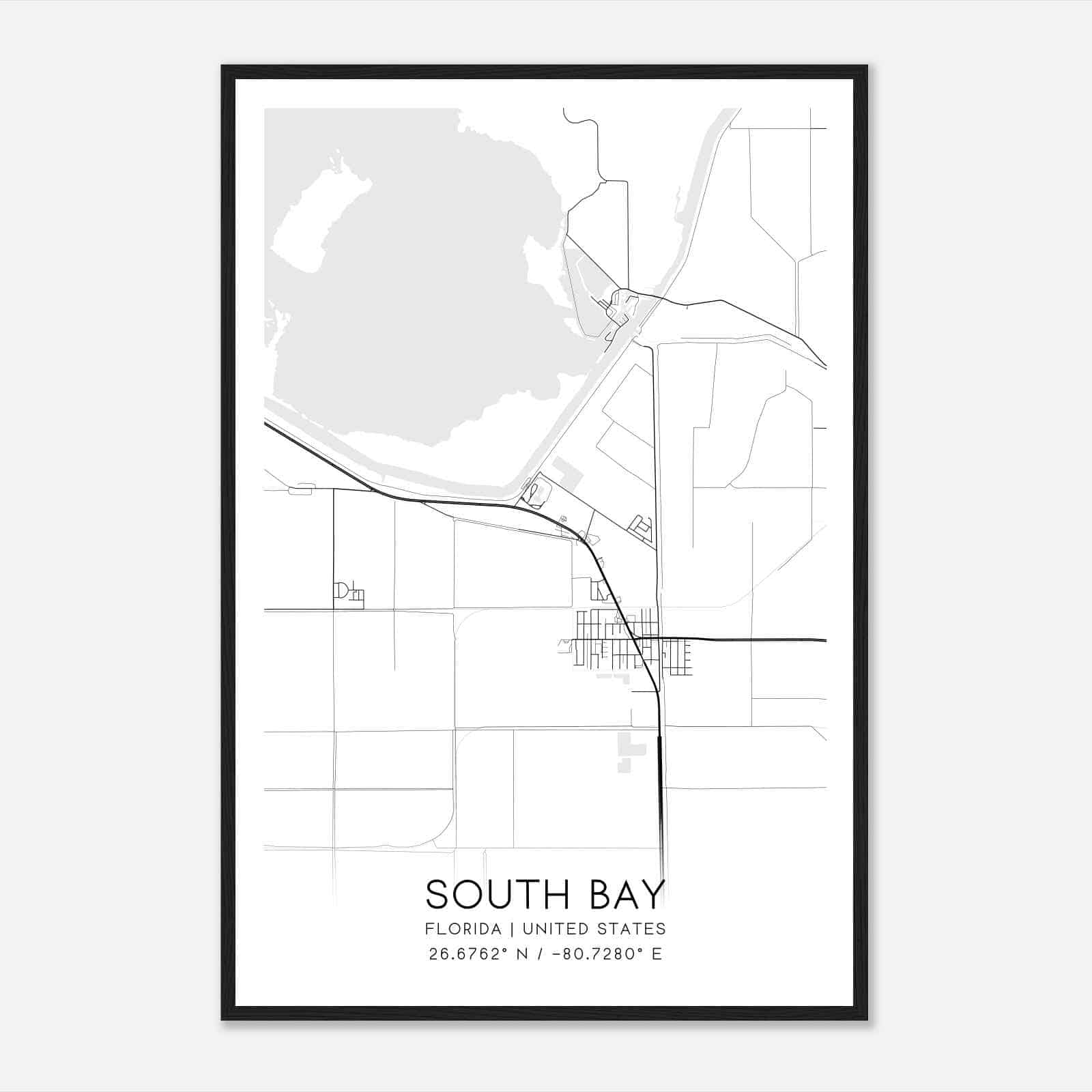 South Bay Florida Map Poster, Modern Home Decor Wall Art Print South Bay Florida Map Poster, Modern Home Decor Wall Art Print