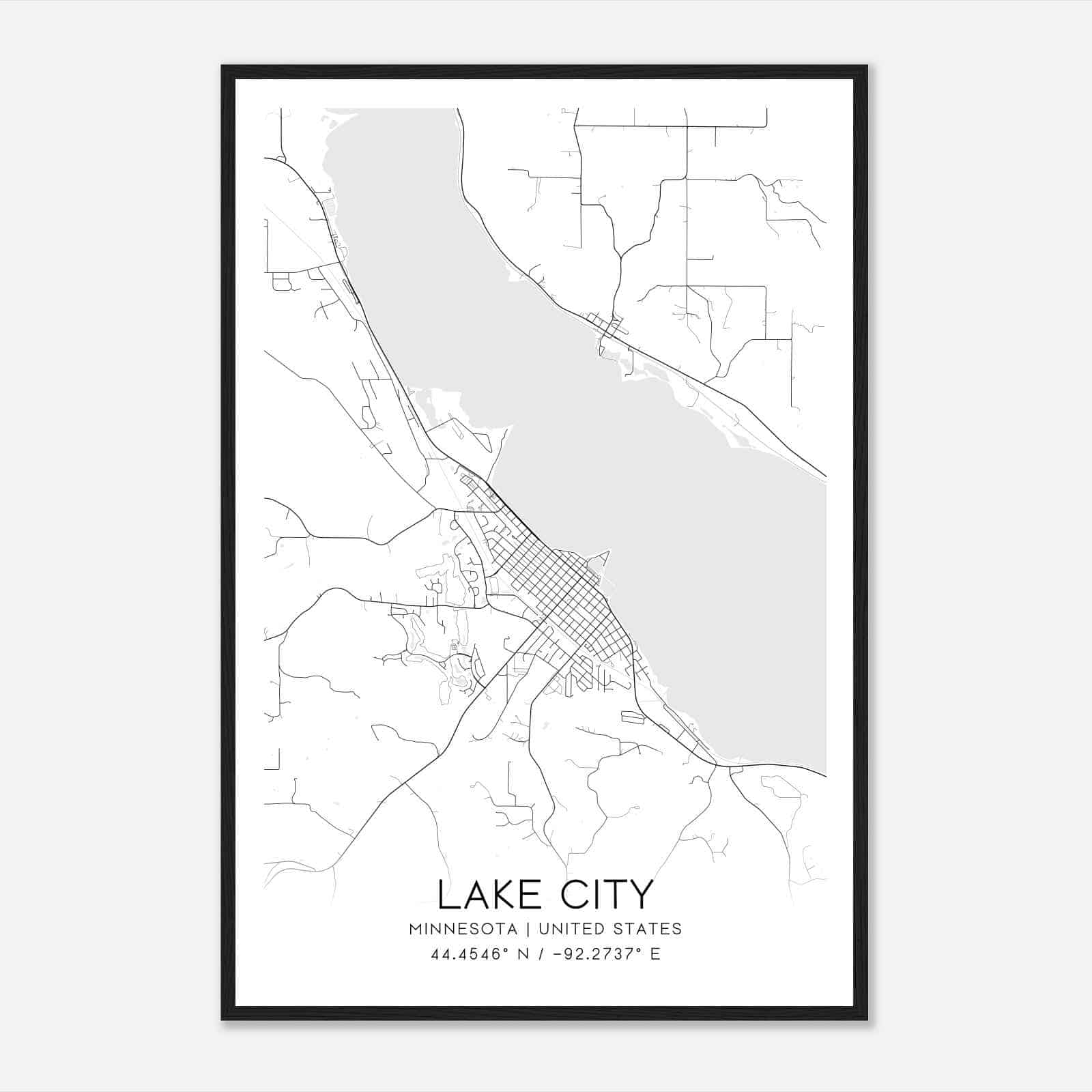 Lake City Minnesota Map Poster, Modern Home Decor Wall Art Print