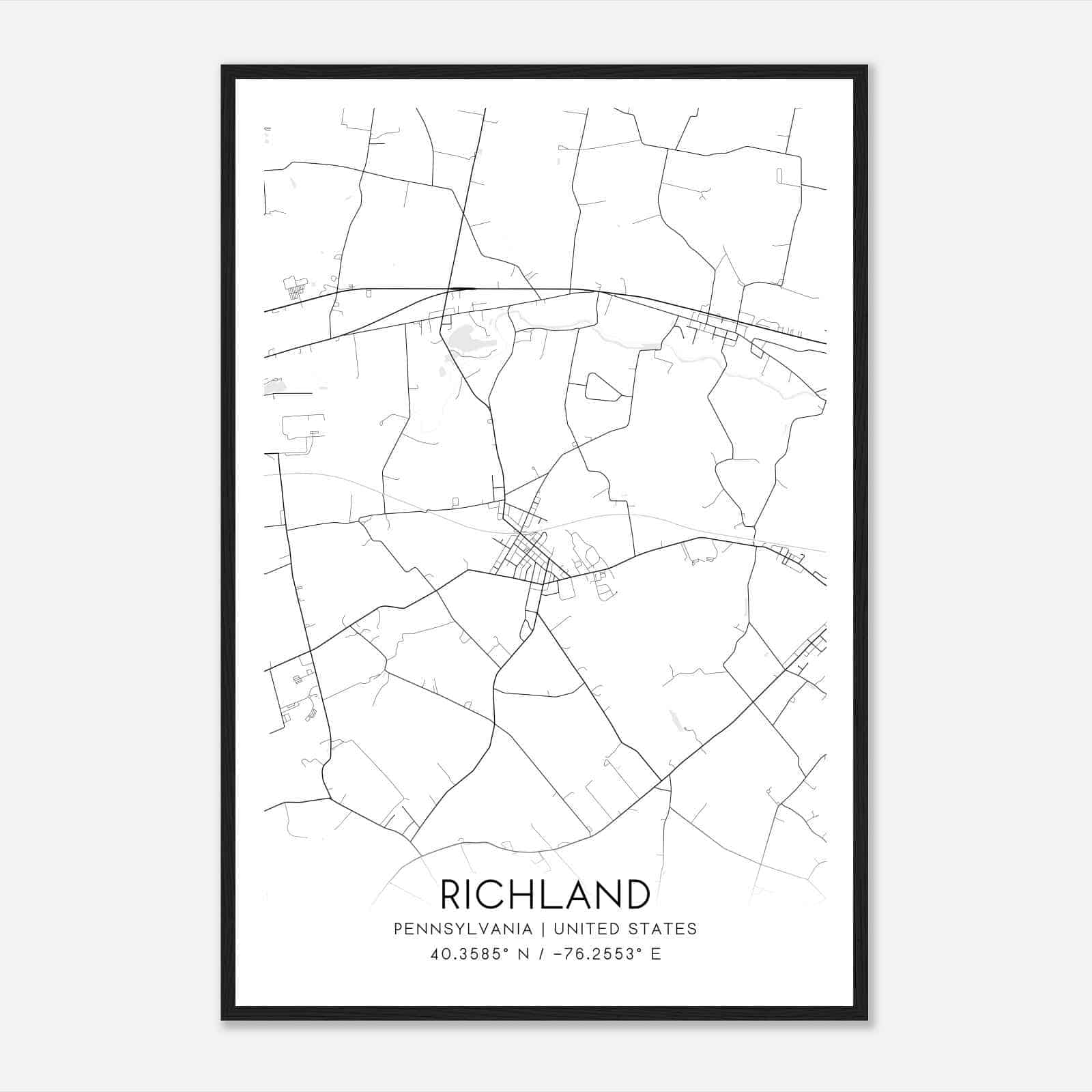 Richland Pennsylvania Map Poster, Modern Home Decor Wall Art Print Richland Pennsylvania Map Poster, Modern Home Decor Wall Art Print