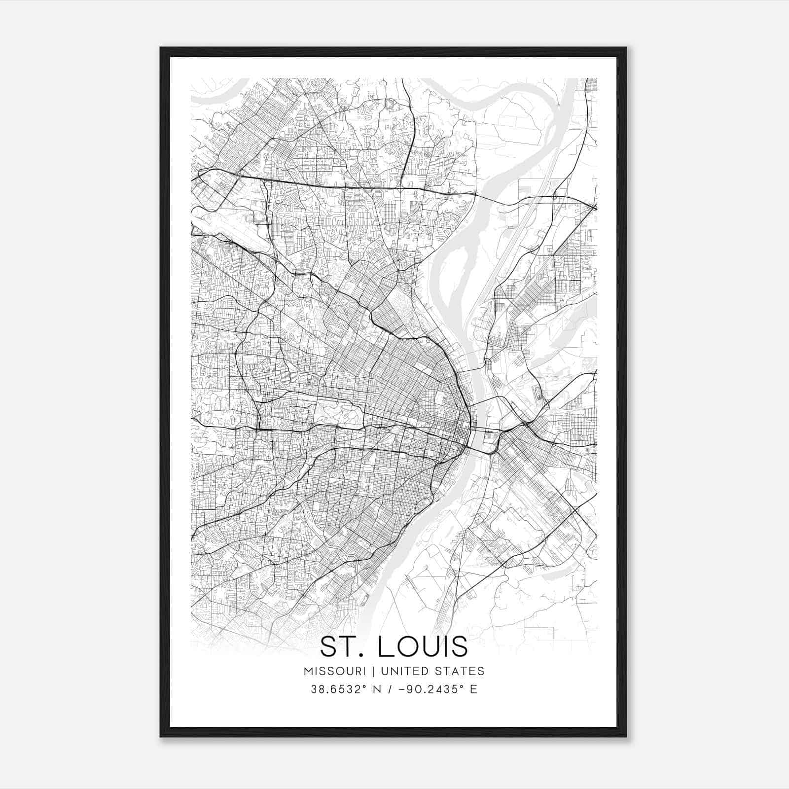 St. Louis Missouri Map Poster, Modern Home Decor Wall Art Print