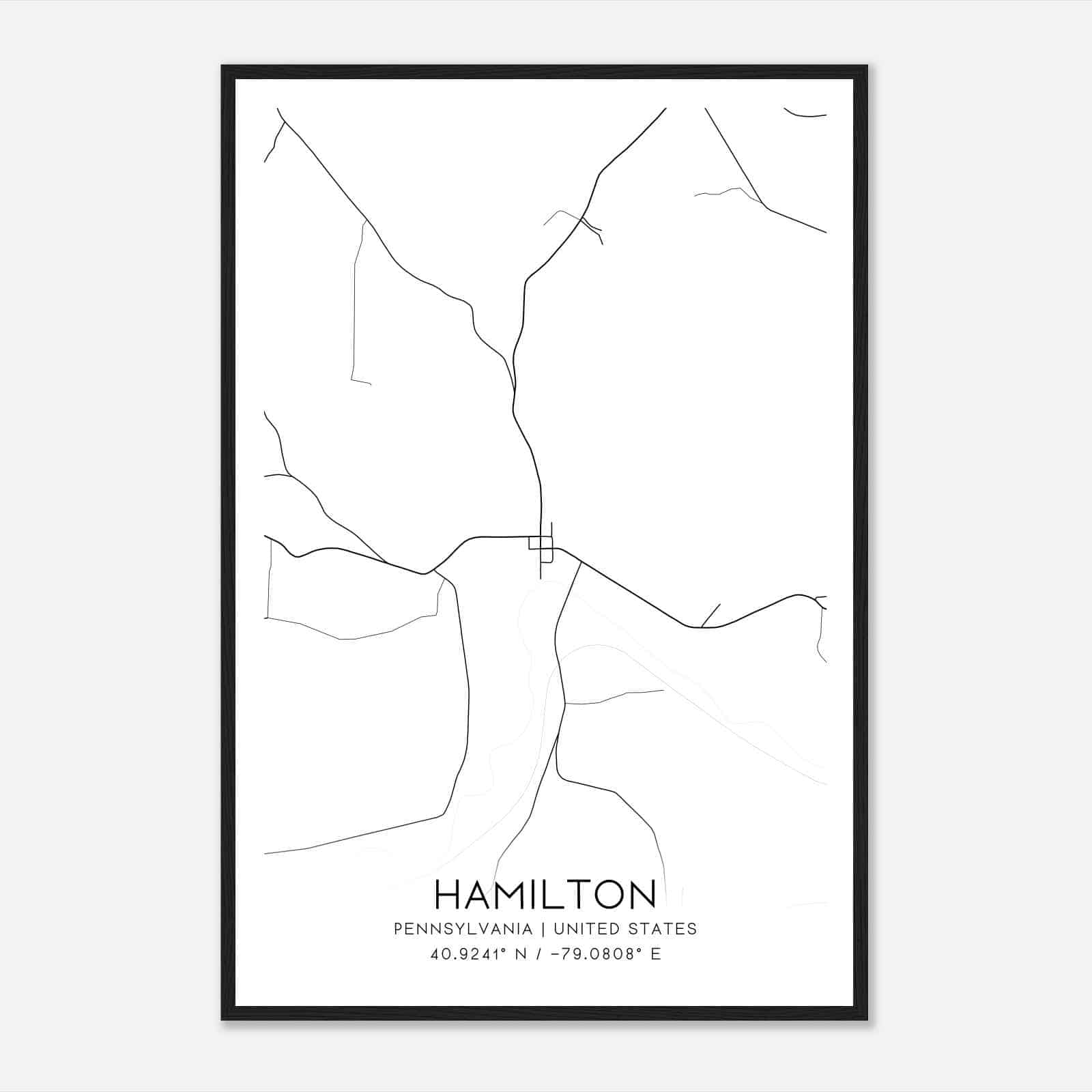 Hamilton Pennsylvania Map Poster, Modern Home Decor Wall Art Print
