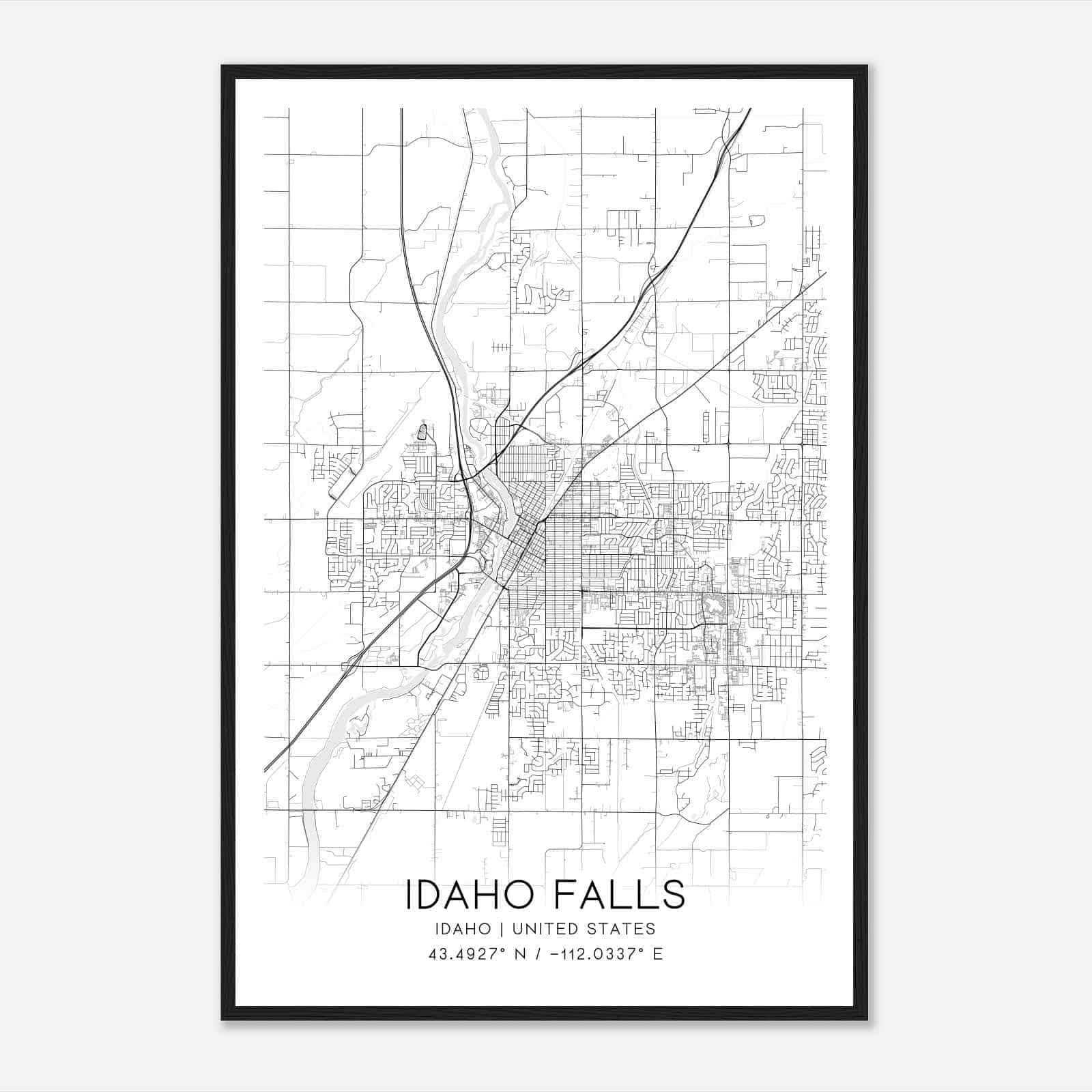 Idaho Falls Idaho Map Poster, Modern Home Decor Wall Art Print
