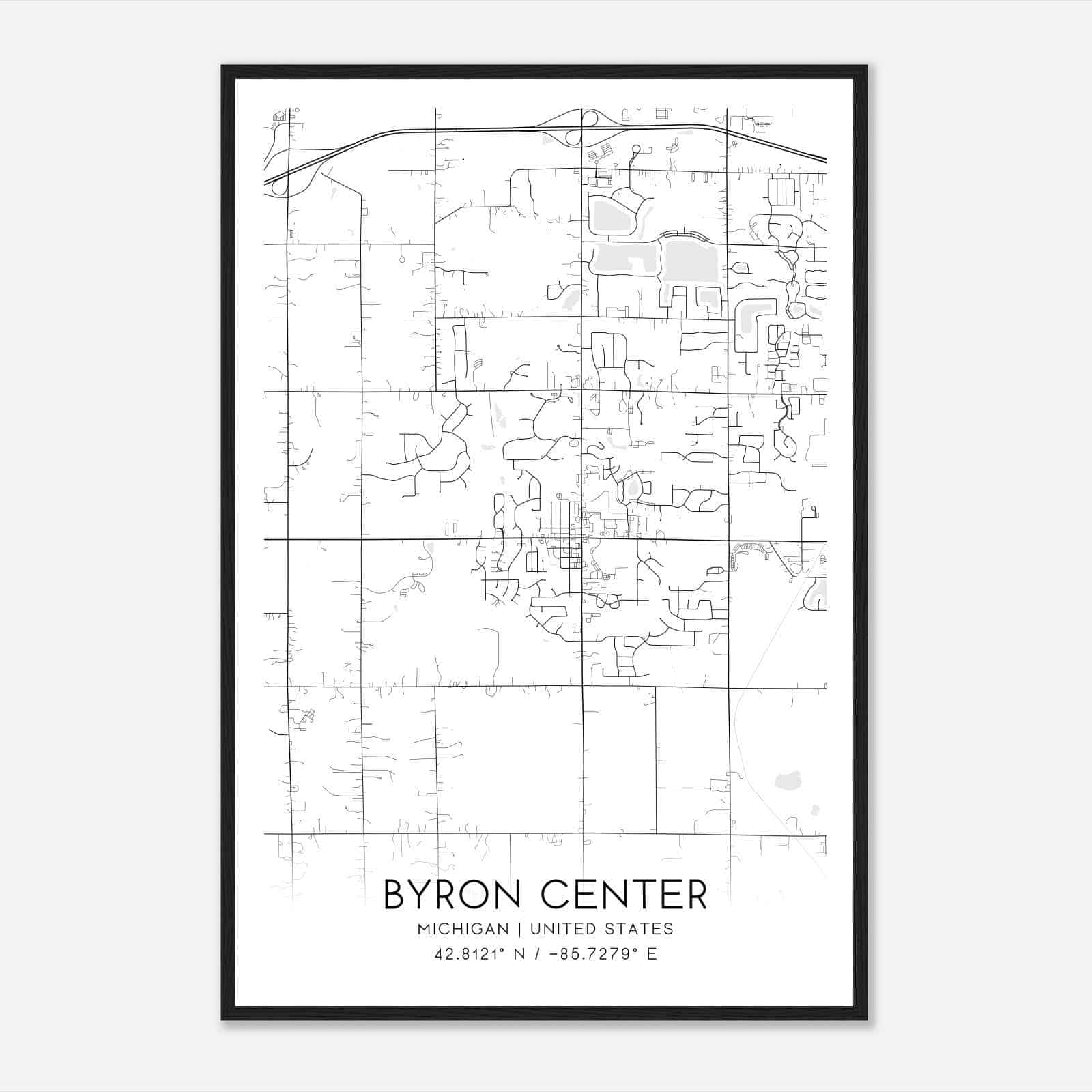 Byron Center Michigan Map Poster, Modern Home Decor Wall Art Print