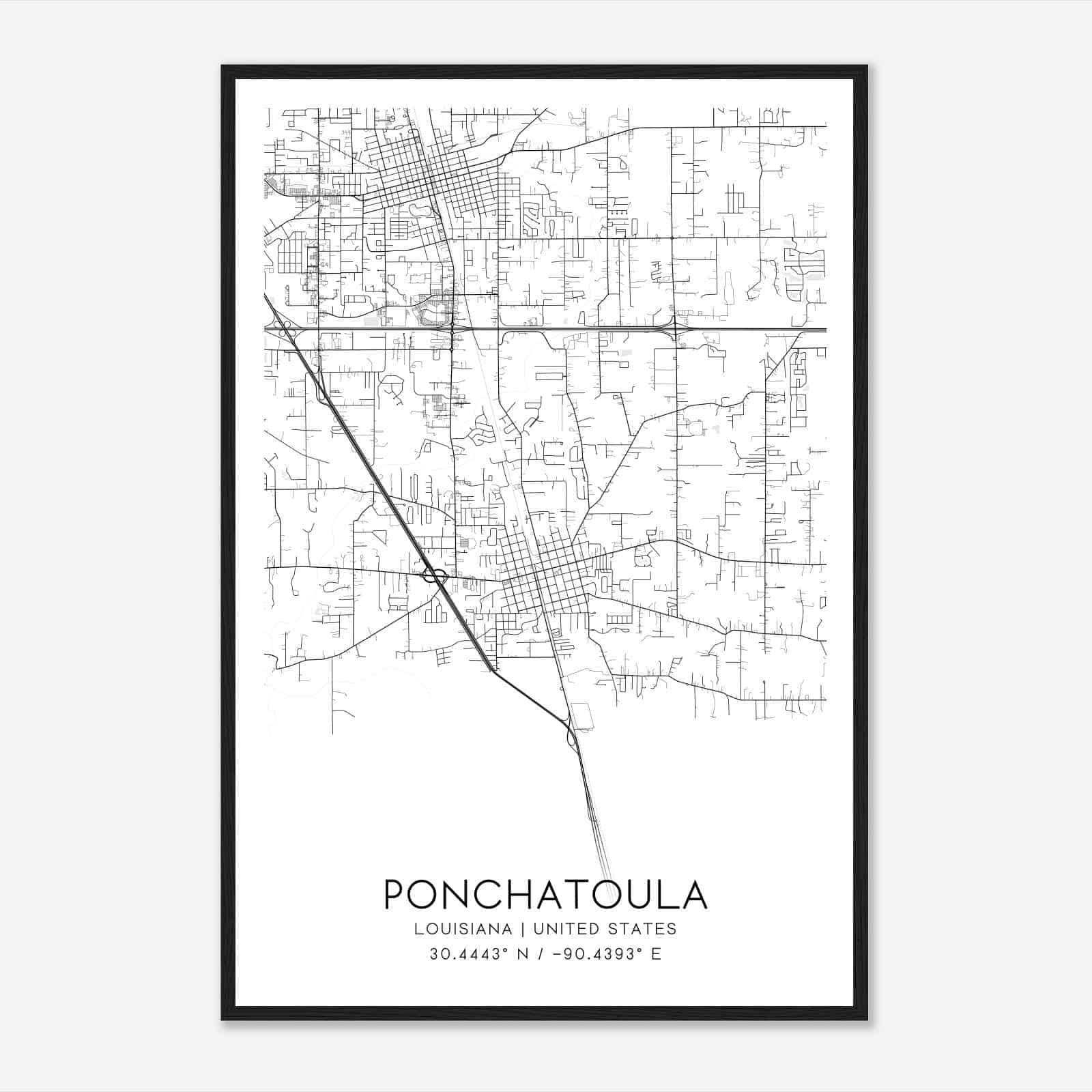Ponchatoula Louisiana Map Poster, Modern Home Decor Wall Art Print Ponchatoula Louisiana Map Poster, Modern Home Decor Wall Art Print