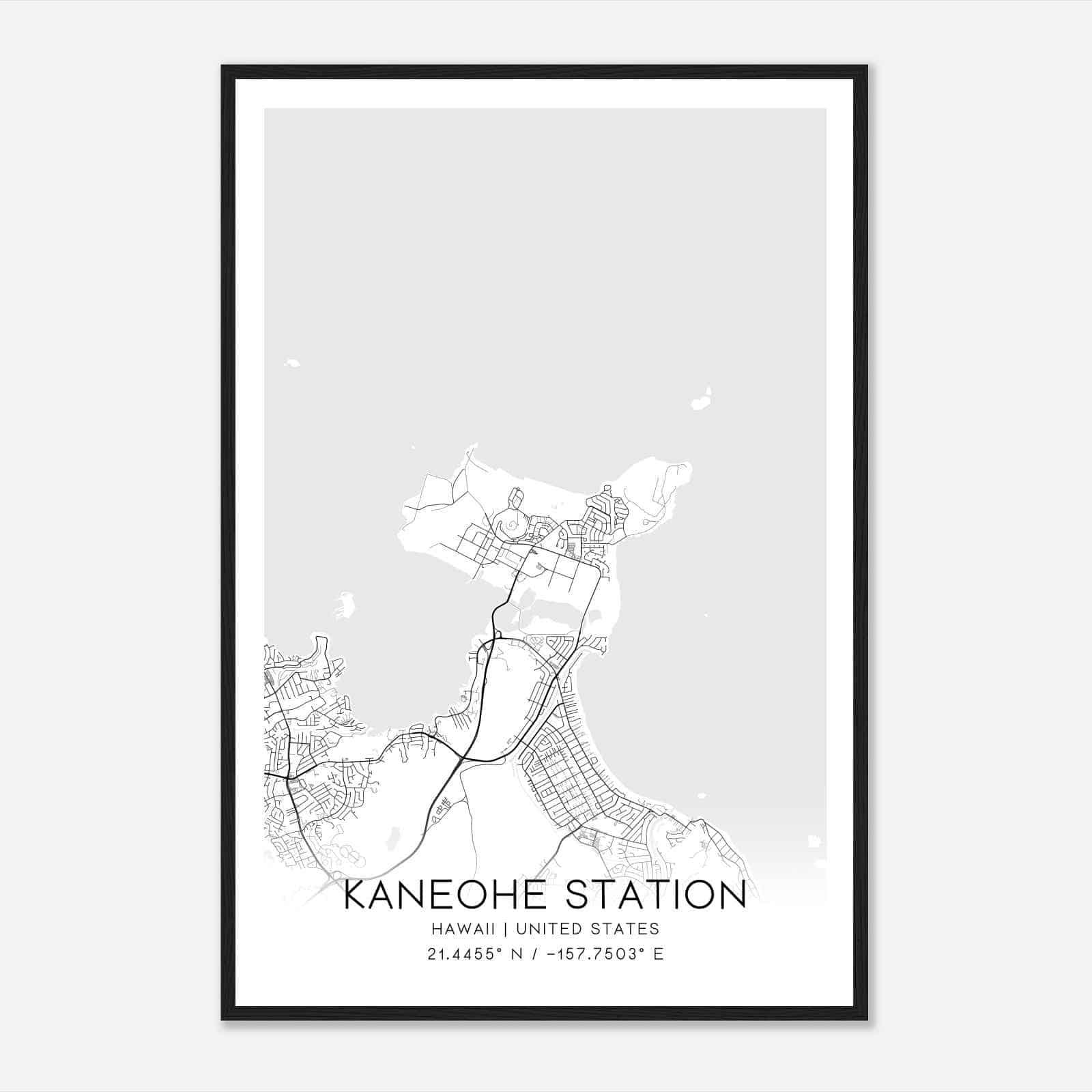 Kaneohe Station Hawaii Map Poster, Modern Home Decor Wall Art Print