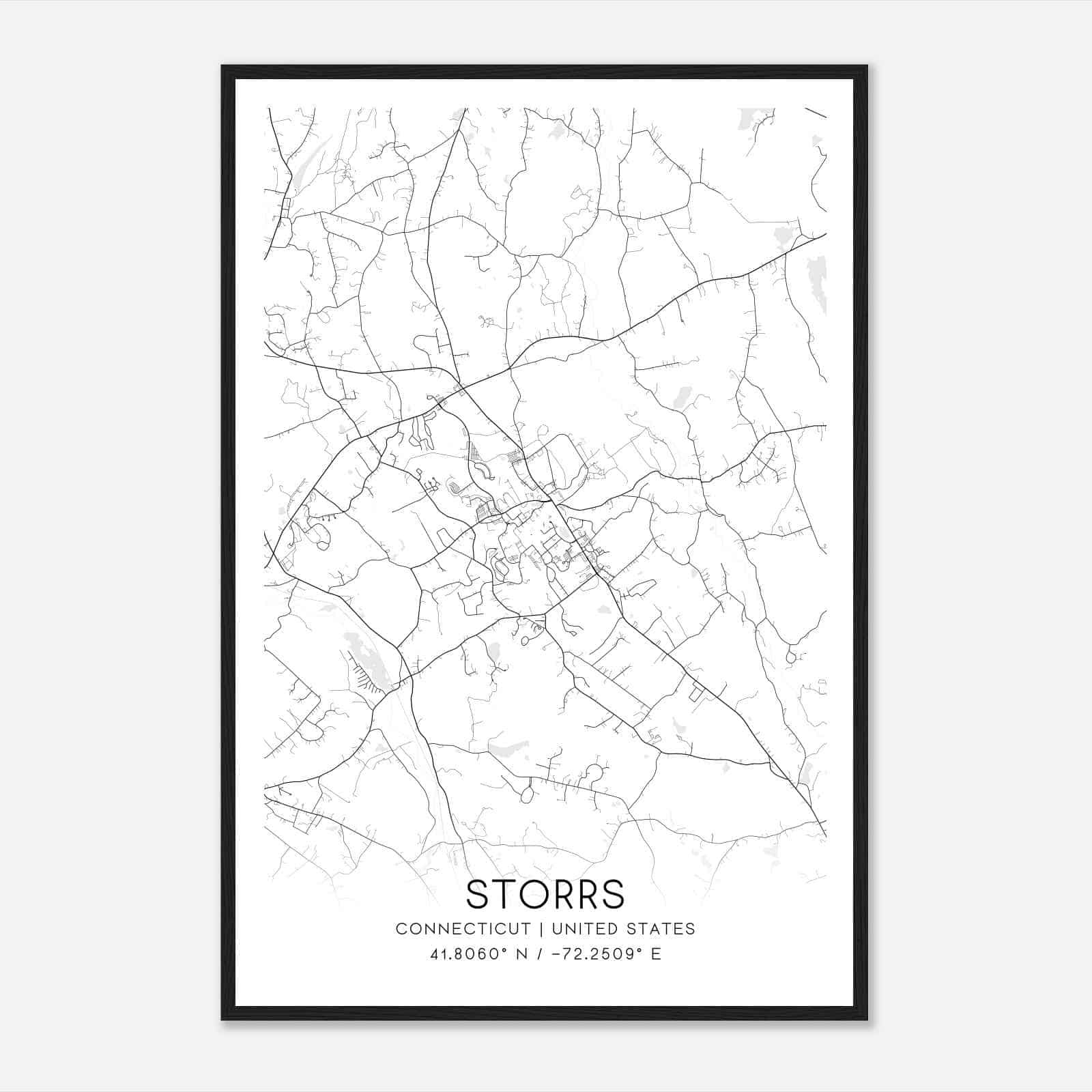 Storrs Connecticut Map Poster, Modern Home Decor Wall Art Print