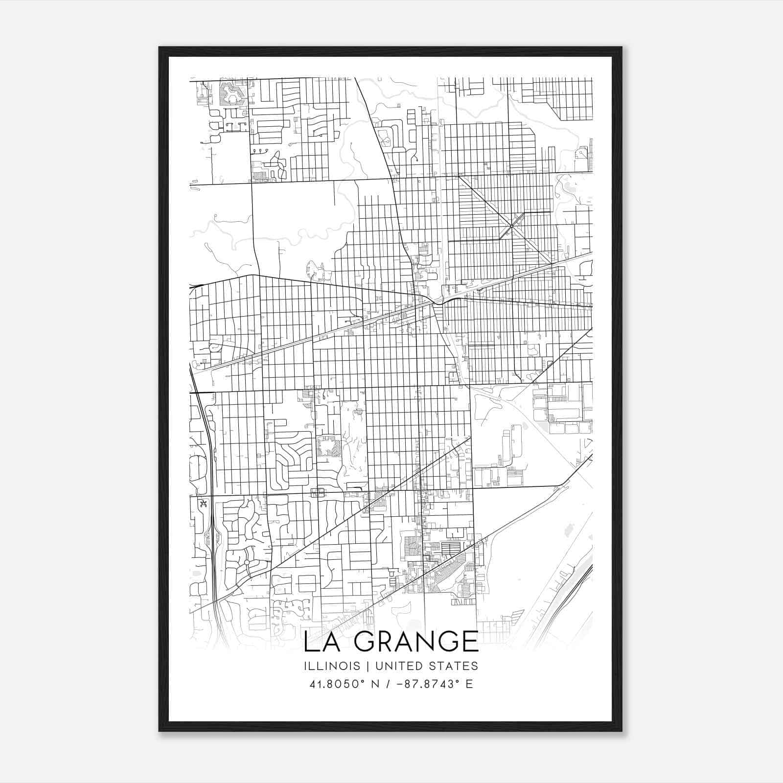 La Grange Illinois Map Poster, Modern Home Decor Wall Art Print