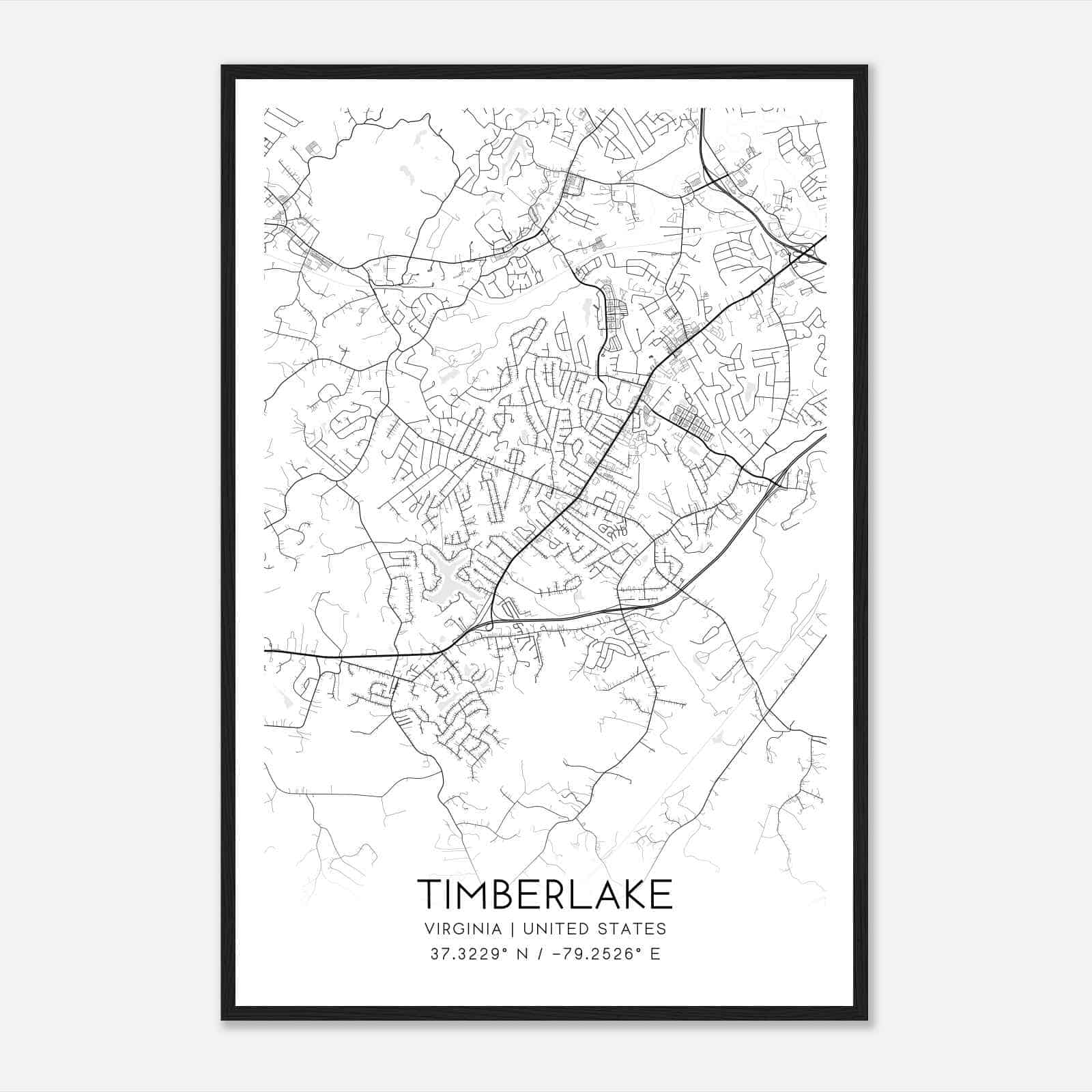 Timberlake Virginia Map Poster, Modern Home Decor Wall Art Print Timberlake Virginia Map Poster, Modern Home Decor Wall Art Print