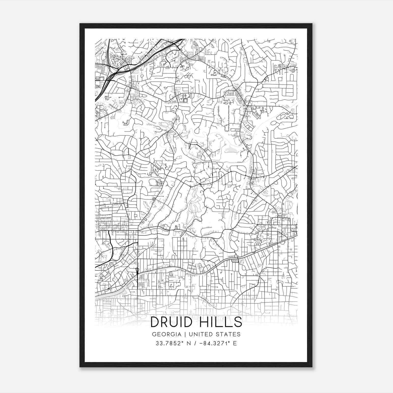 Druid Hills Georgia Map Poster, Modern Home Decor Wall Art Print Druid Hills Georgia Map Poster, Modern Home Decor Wall Art Print