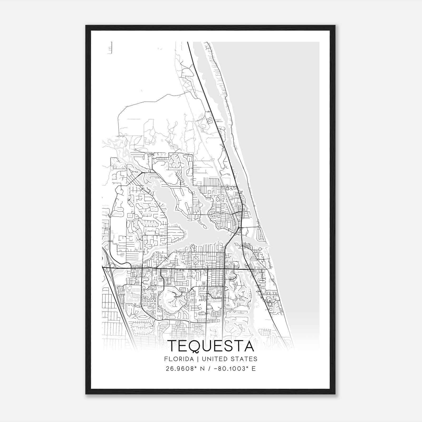 Tequesta Florida Map Poster, Modern Home Decor Wall Art Print Tequesta Florida Map Poster, Modern Home Decor Wall Art Print