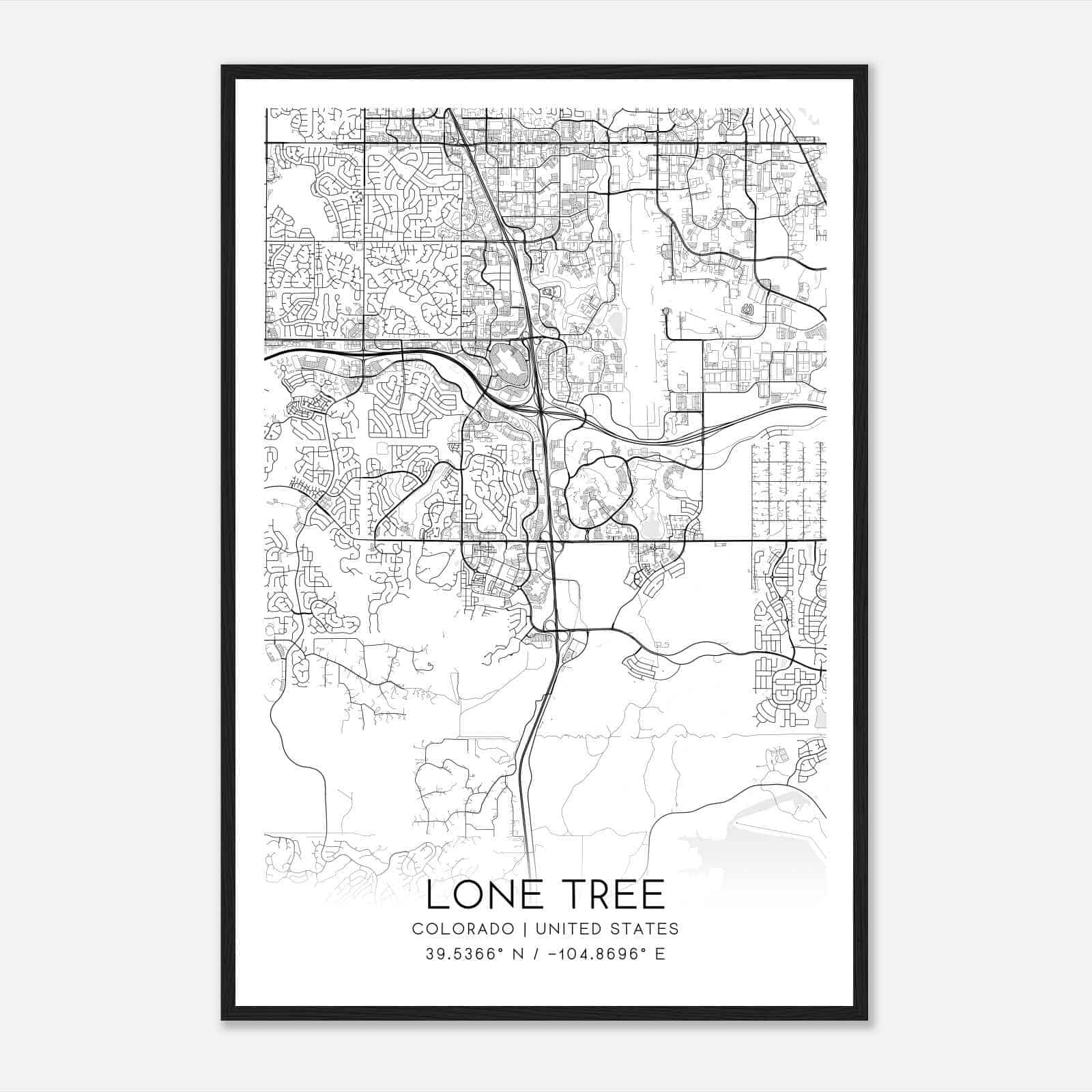Lone Tree Colorado Map Poster, Modern Home Decor Wall Art Print