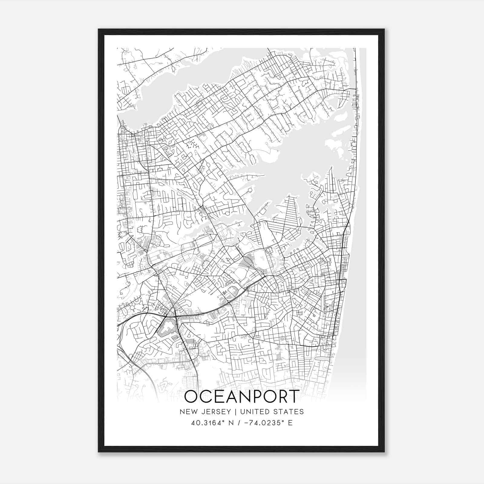 Oceanport New Jersey Map Poster, Modern Home Decor Wall Art Print Oceanport New Jersey Map Poster, Modern Home Decor Wall Art Print
