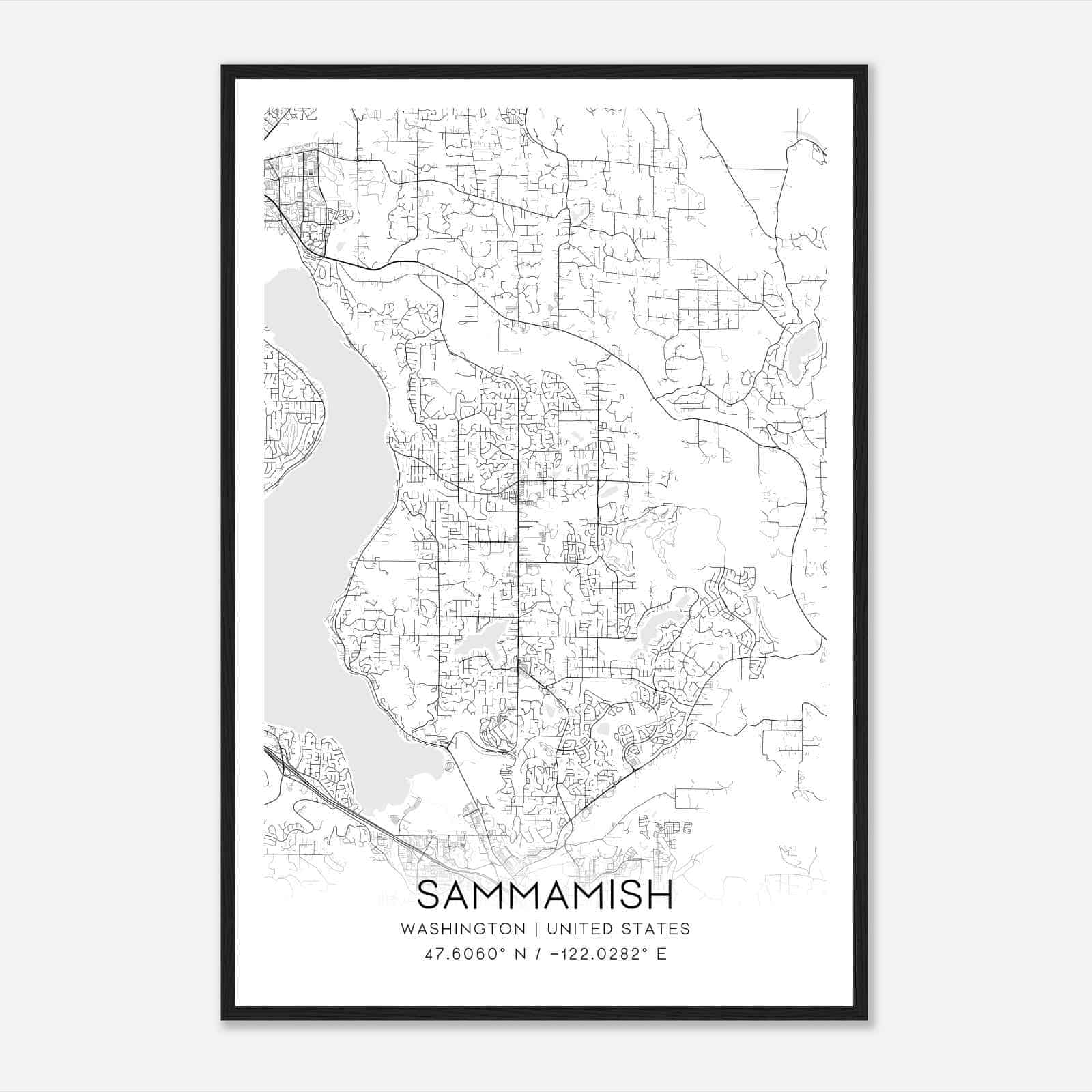 Sammamish Washington Map Poster, Modern Home Decor Wall Art Print Sammamish Washington Map Poster, Modern Home Decor Wall Art Print