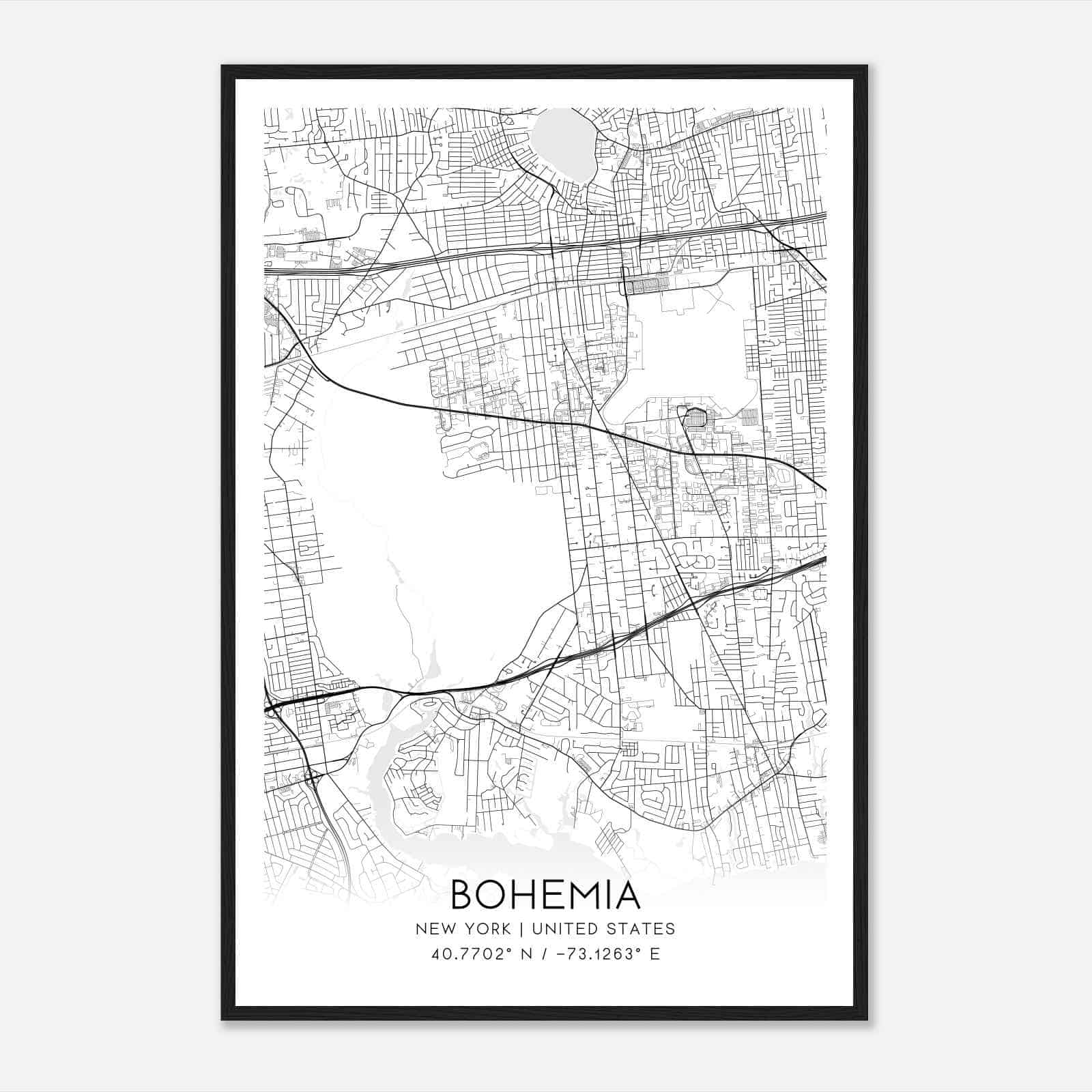 Bohemia New York Map Poster, Modern Home Decor Wall Art Print