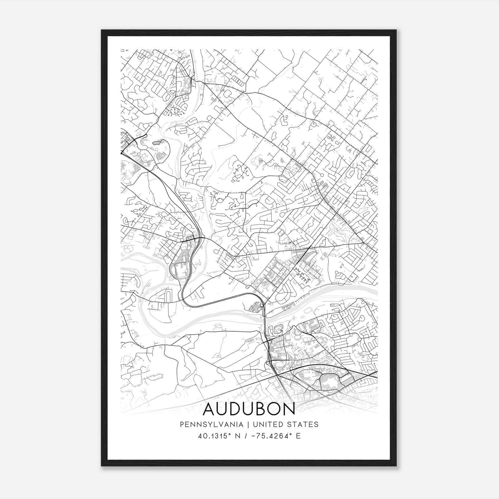 Audubon Pennsylvania Map Poster, Modern Home Decor Wall Art Print