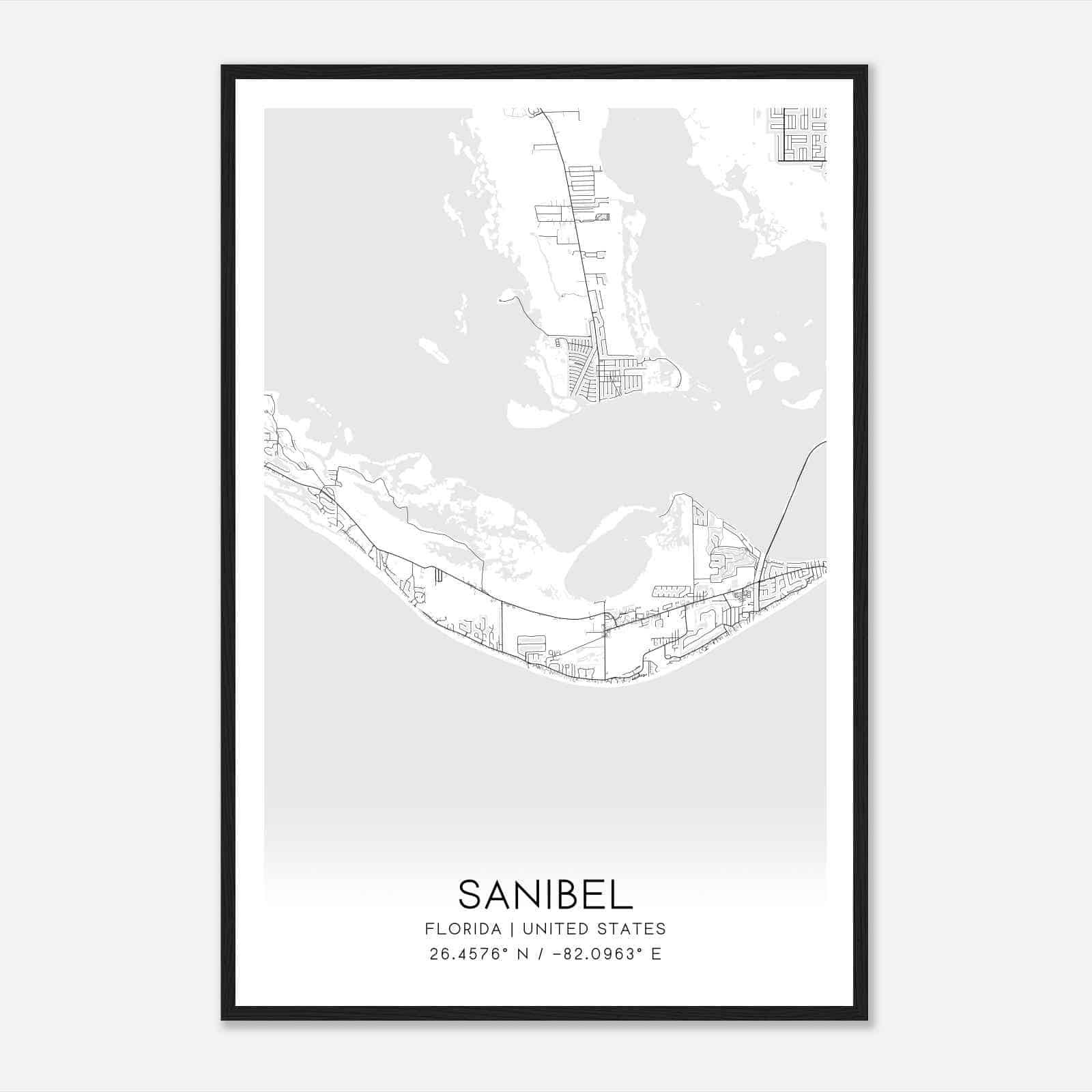 Sanibel Florida Map Poster, Modern Home Decor Wall Art Print Sanibel Florida Map Poster, Modern Home Decor Wall Art Print