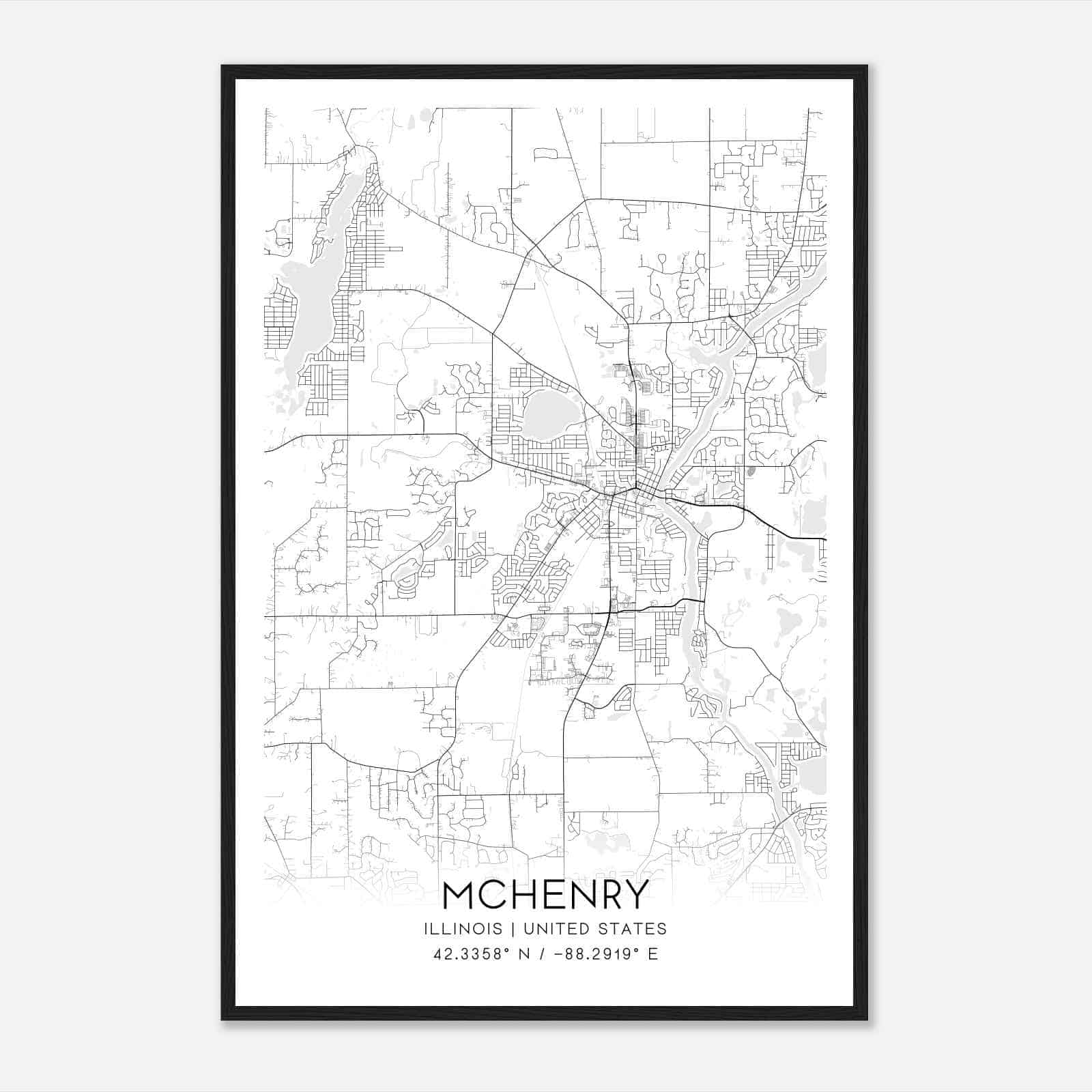 McHenry Illinois Map Poster, Modern Home Decor Wall Art Print McHenry Illinois Map Poster, Modern Home Decor Wall Art Print