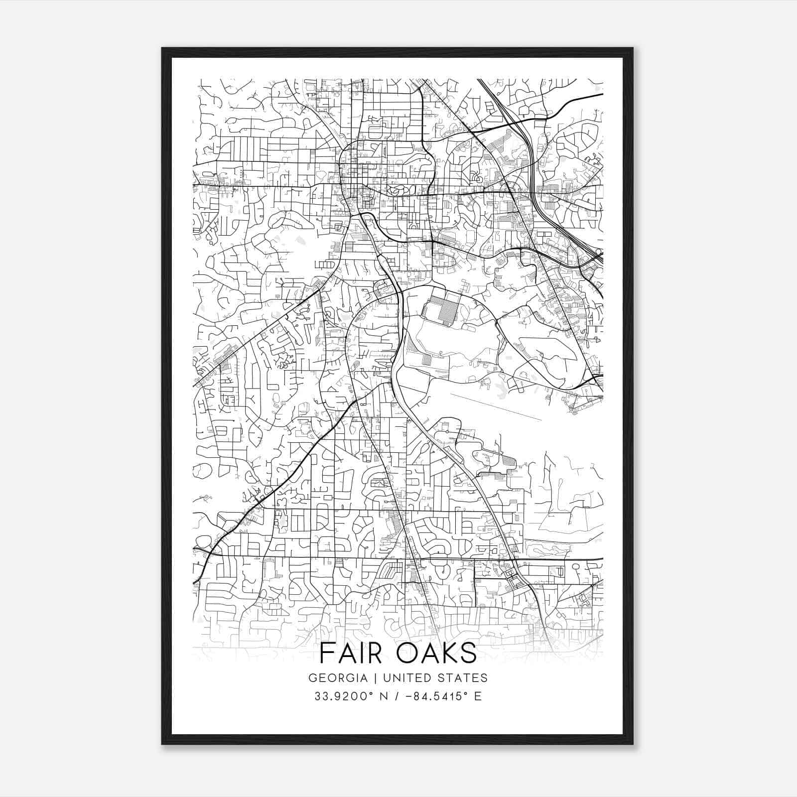 Fair Oaks Georgia Map Poster, Modern Home Decor Wall Art Print Fair Oaks Georgia Map Poster, Modern Home Decor Wall Art Print