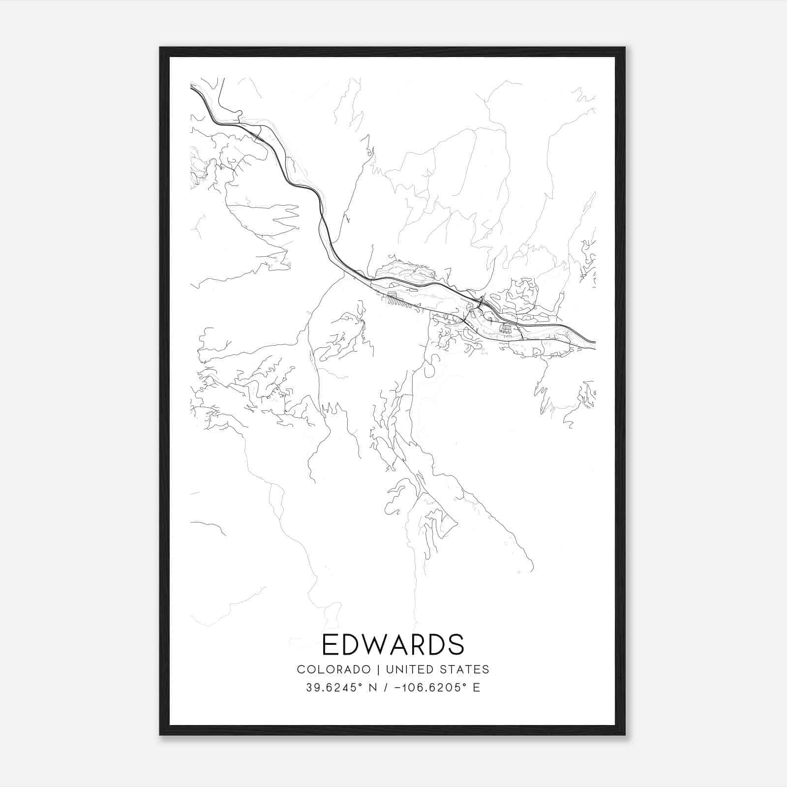 Edwards Colorado Map Poster, Modern Home Decor Wall Art Print