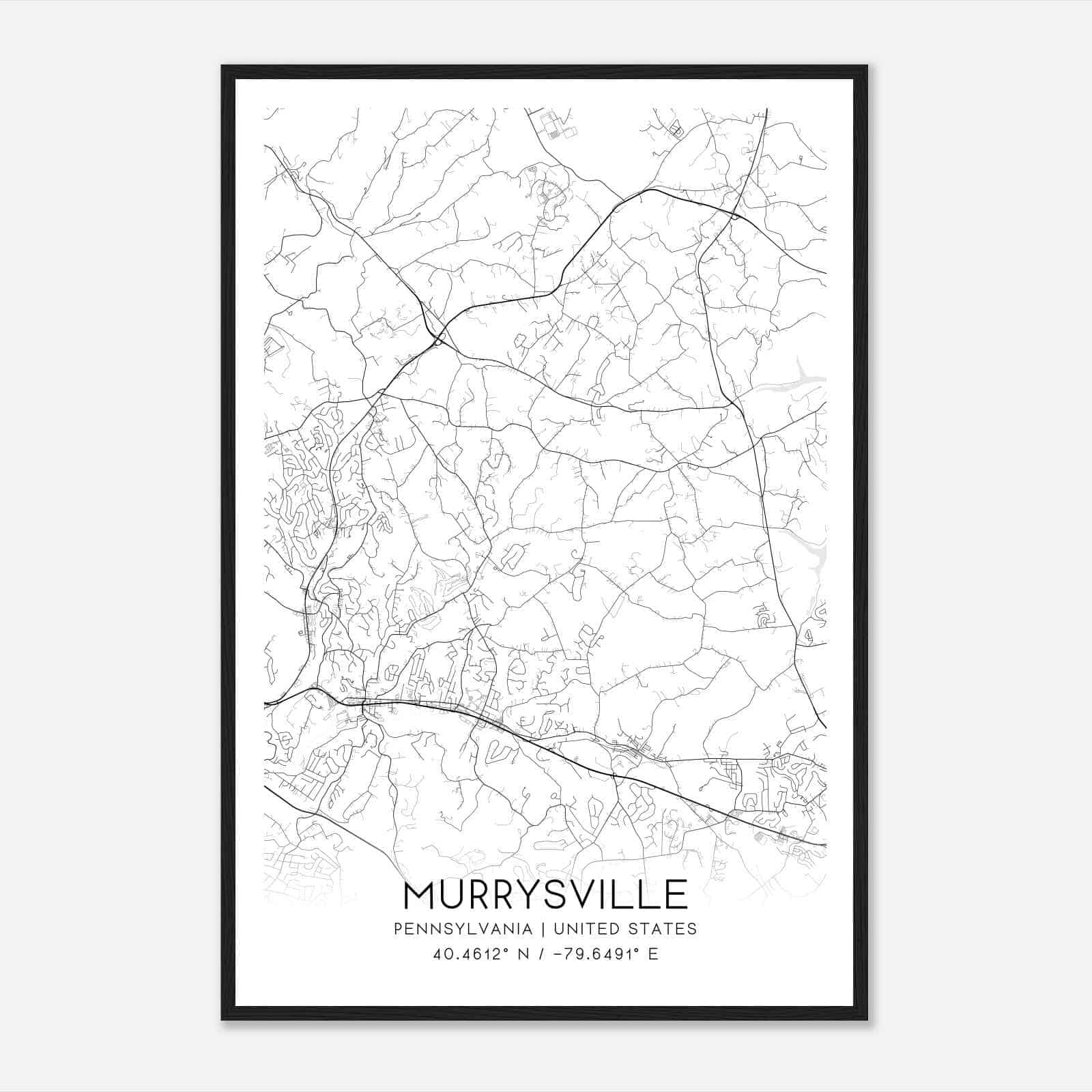 Murrysville Pennsylvania Map Poster, Modern Home Decor Wall Art Print