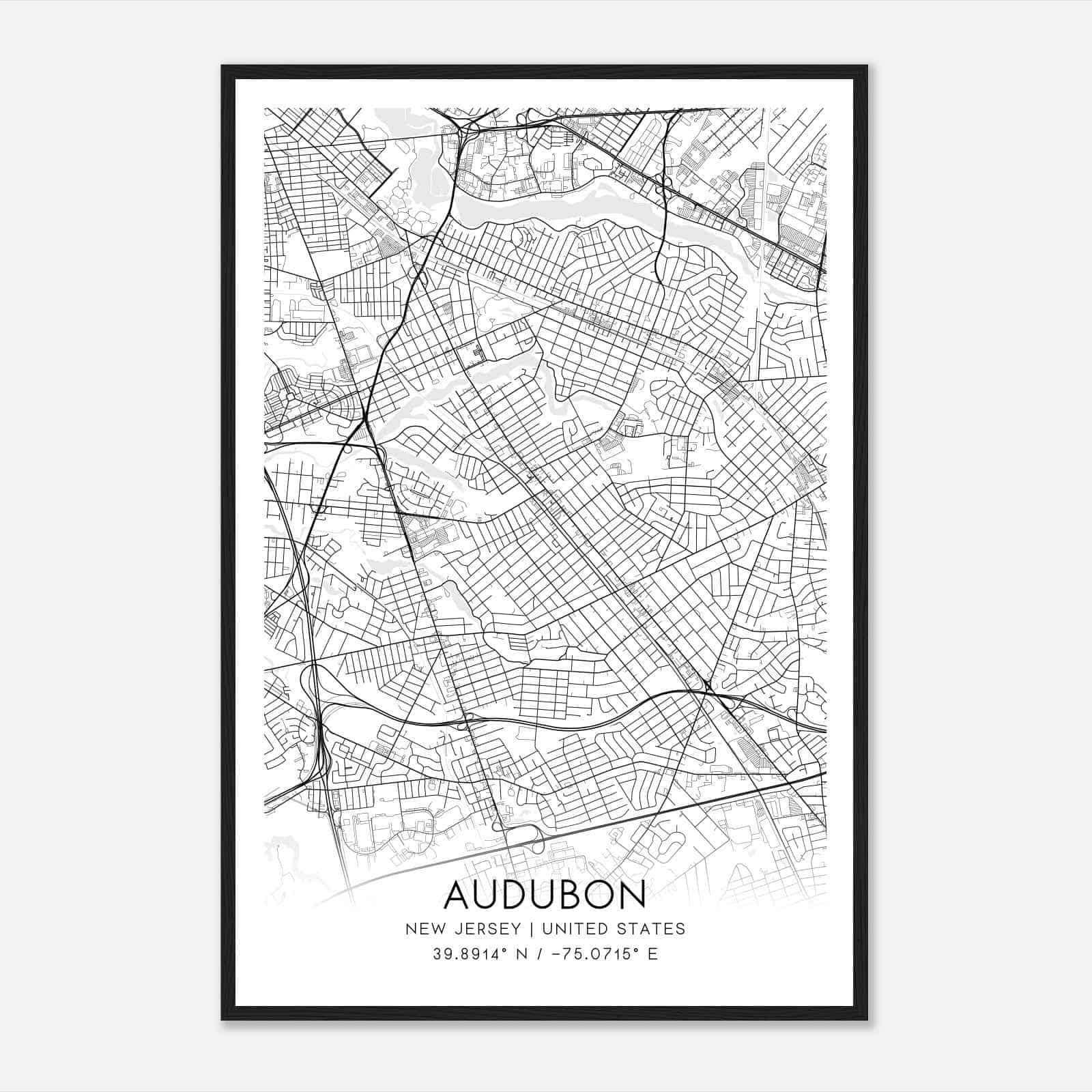 Audubon New Jersey Map Poster, Modern Home Decor Wall Art Print
