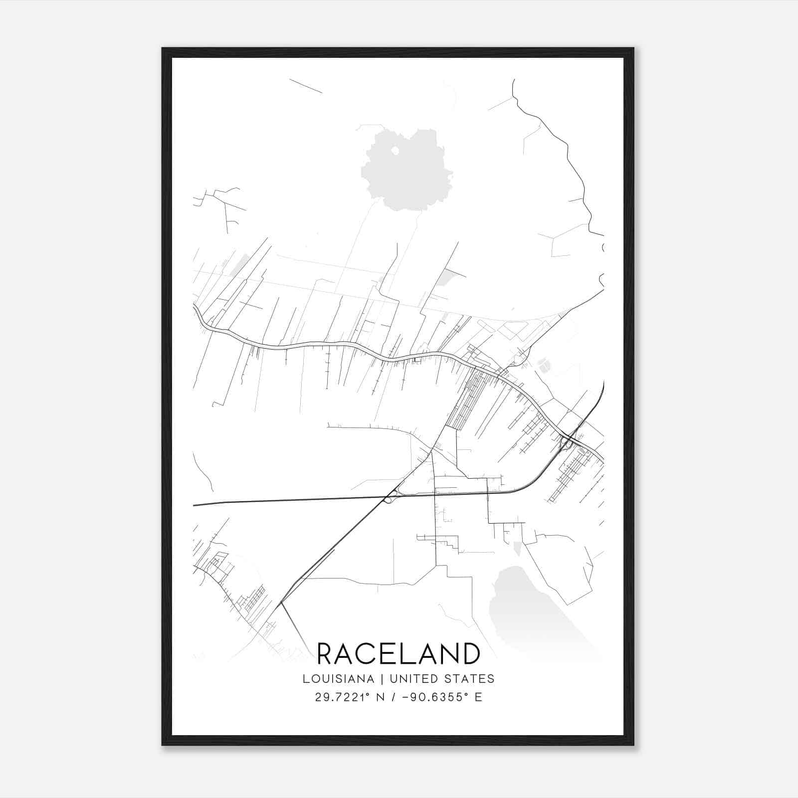 Raceland Louisiana Map Poster, Modern Home Decor Wall Art Print Raceland Louisiana Map Poster, Modern Home Decor Wall Art Print