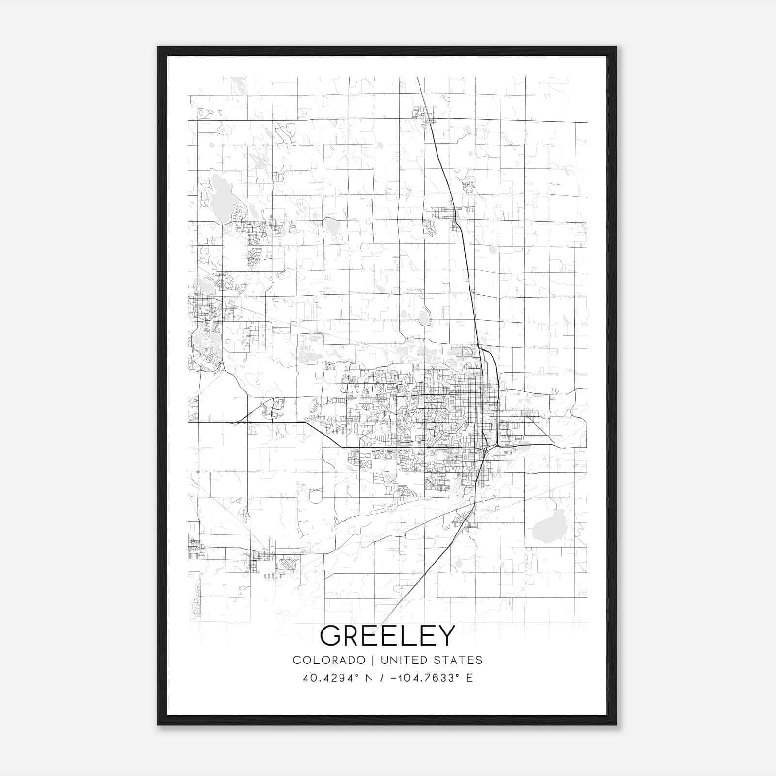 Greeley Colorado Map Poster, Modern Home Decor Wall Art Print