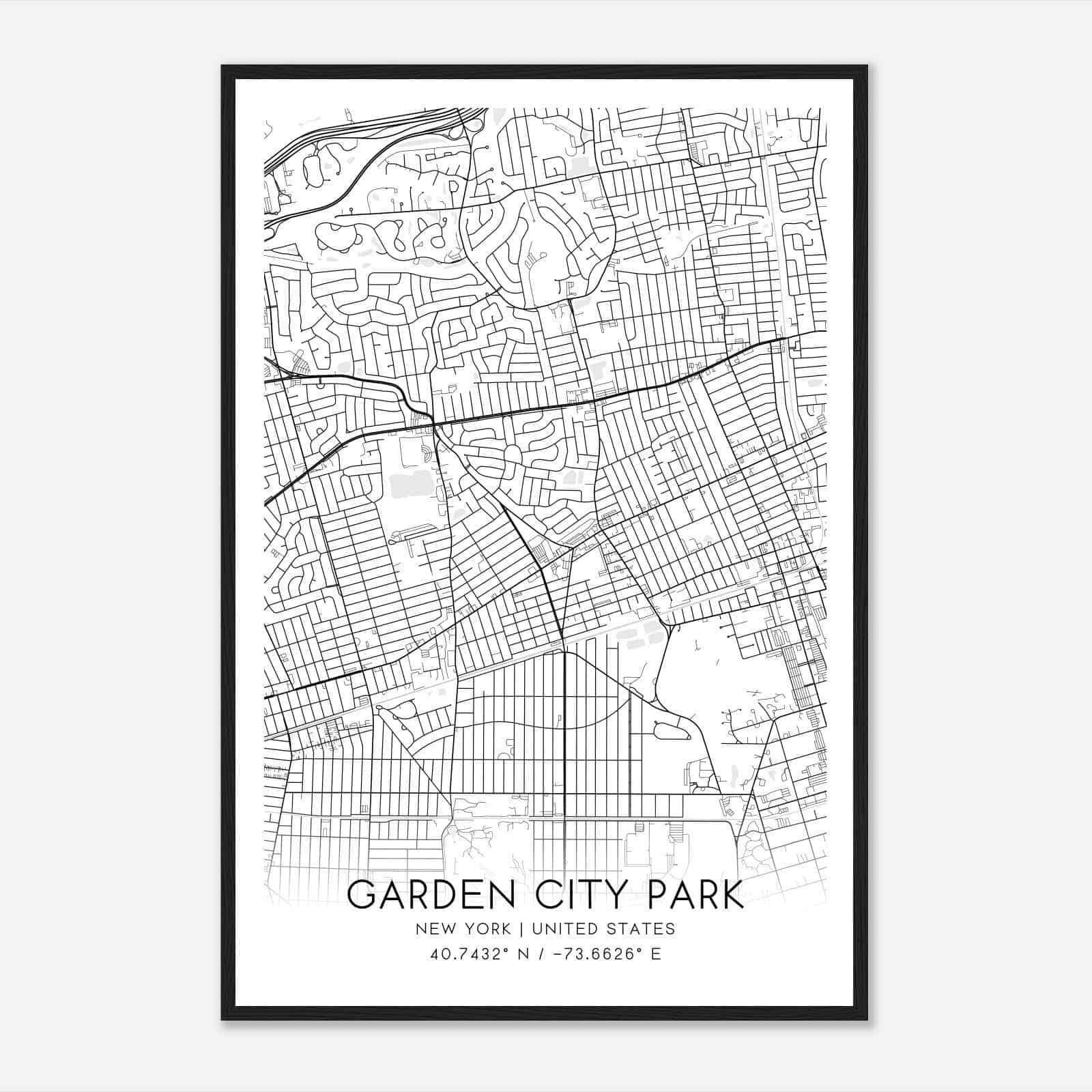 Garden City Park New York Map Poster, Modern Home Decor Wall Art Print
