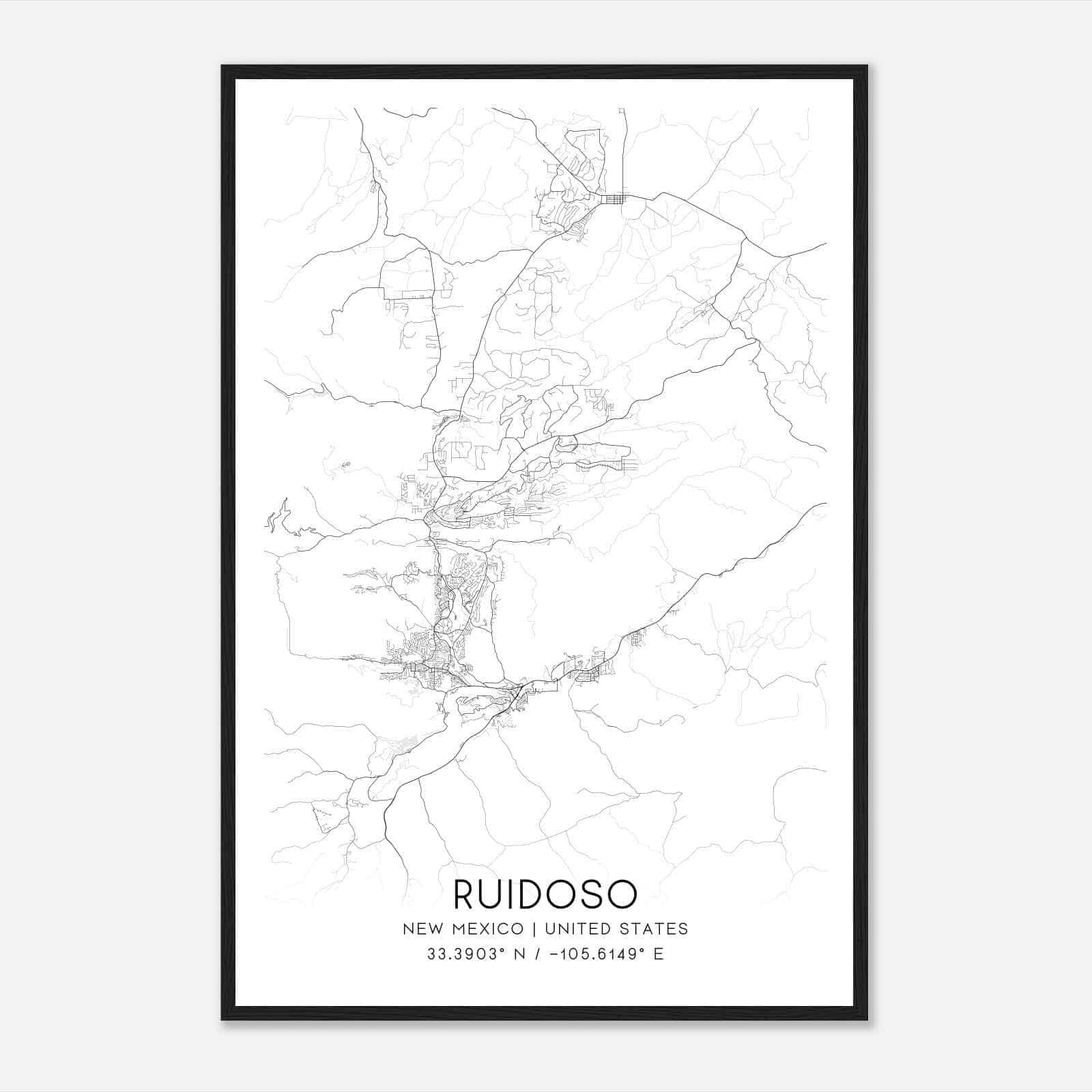 Ruidoso New Mexico Map Poster, Modern Home Decor Wall Art Print
