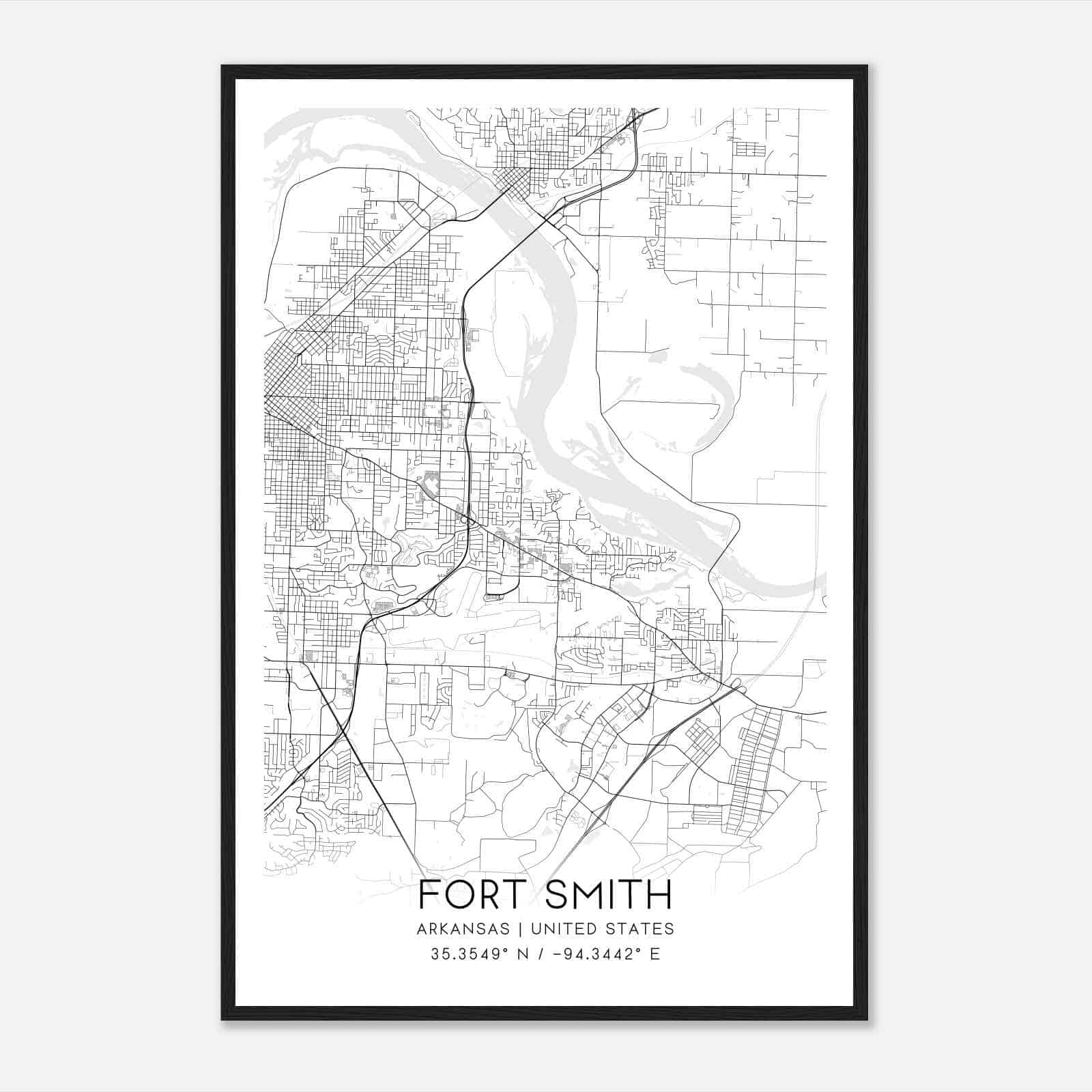 Fort Smith Arkansas Map Poster, Modern Home Decor Wall Art Print