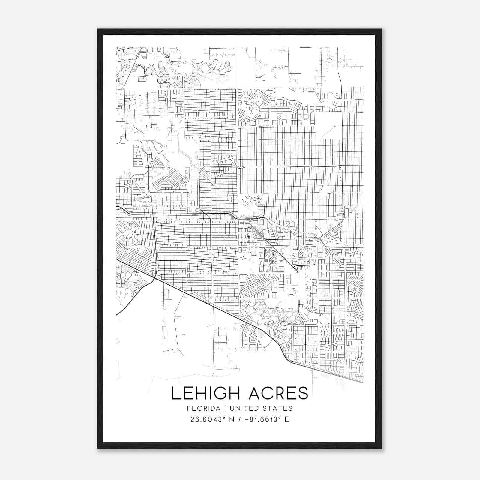 Lehigh Acres Florida Map Poster, Modern Home Decor Wall Art Print Lehigh Acres Florida Map Poster, Modern Home Decor Wall Art Print