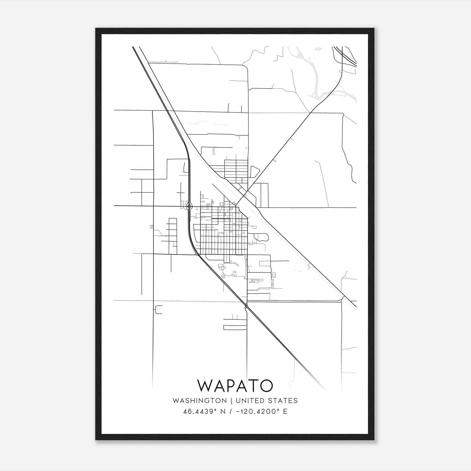 Wapato Washington Map Poster, Modern Home Decor Wall Art Print