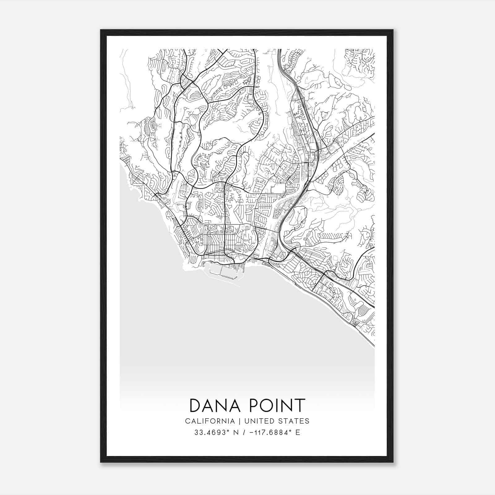 Dana Point California Map Poster, Modern Home Decor Wall Art Print