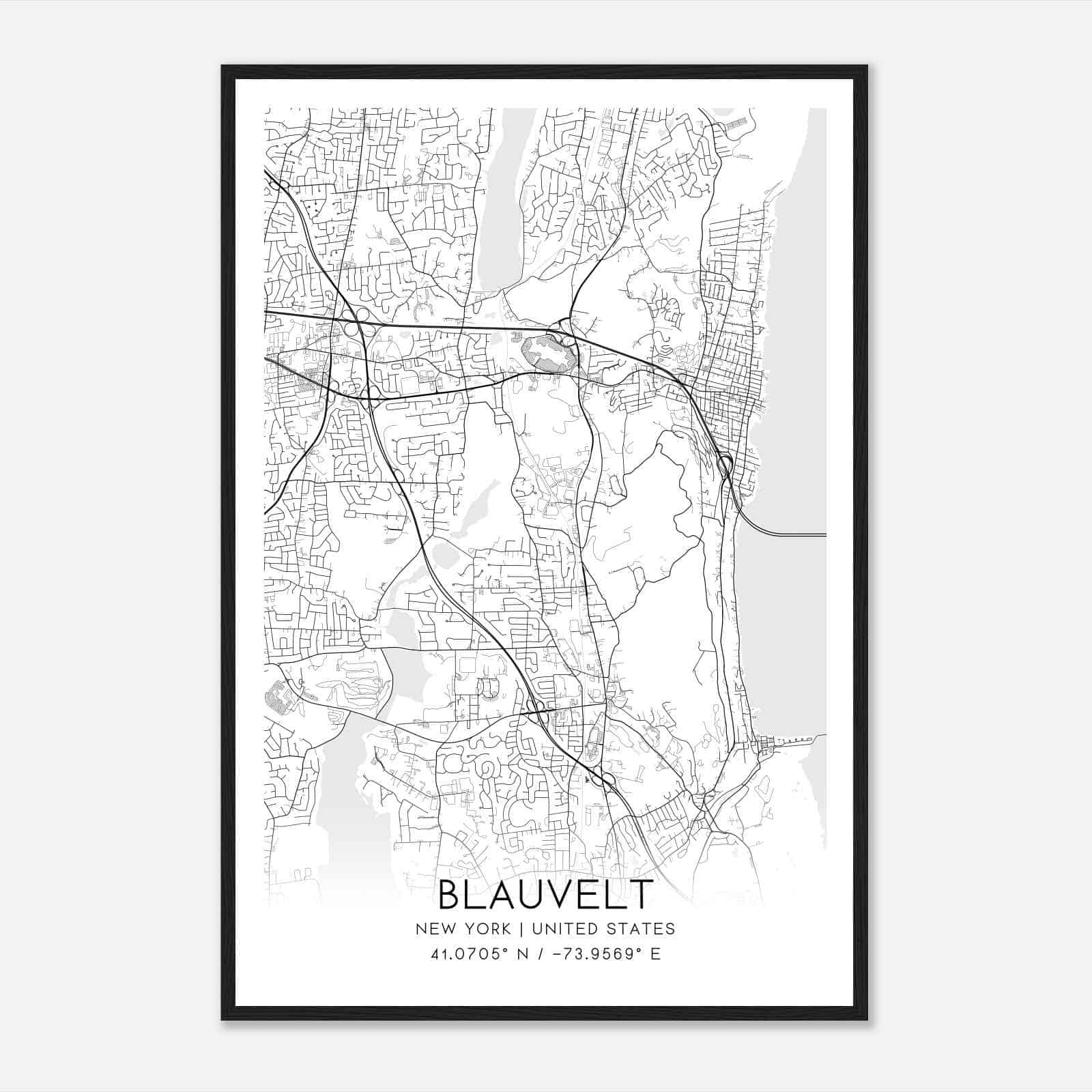 Blauvelt New York Map Poster, Modern Home Decor Wall Art Print