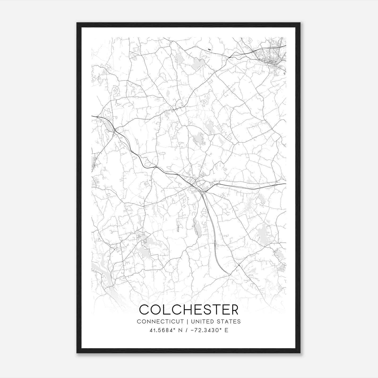 Colchester Connecticut Map Poster, Modern Home Decor Wall Art Print