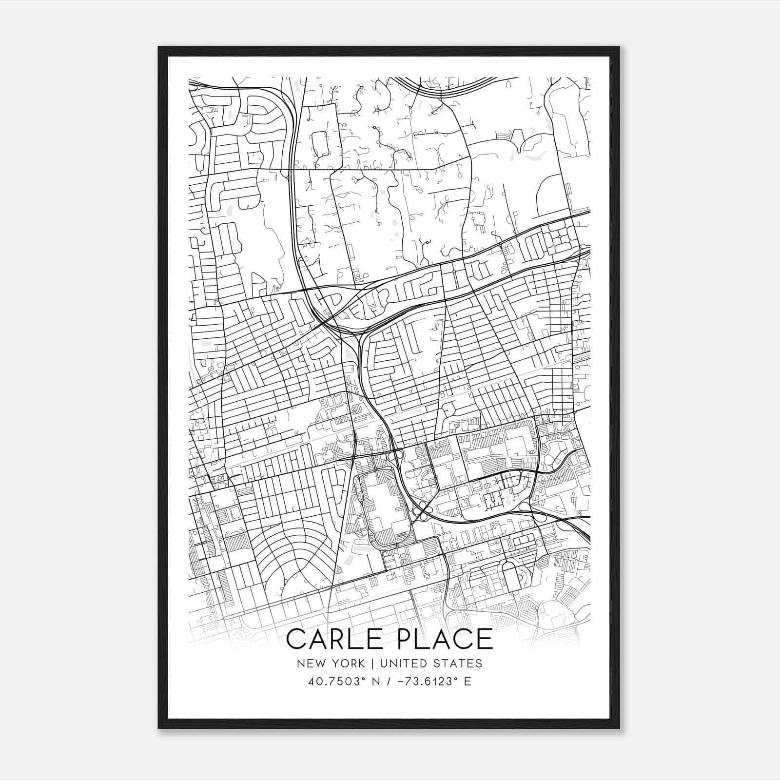 Carle Place New York Map Poster, Modern Home Decor Wall Art Print
