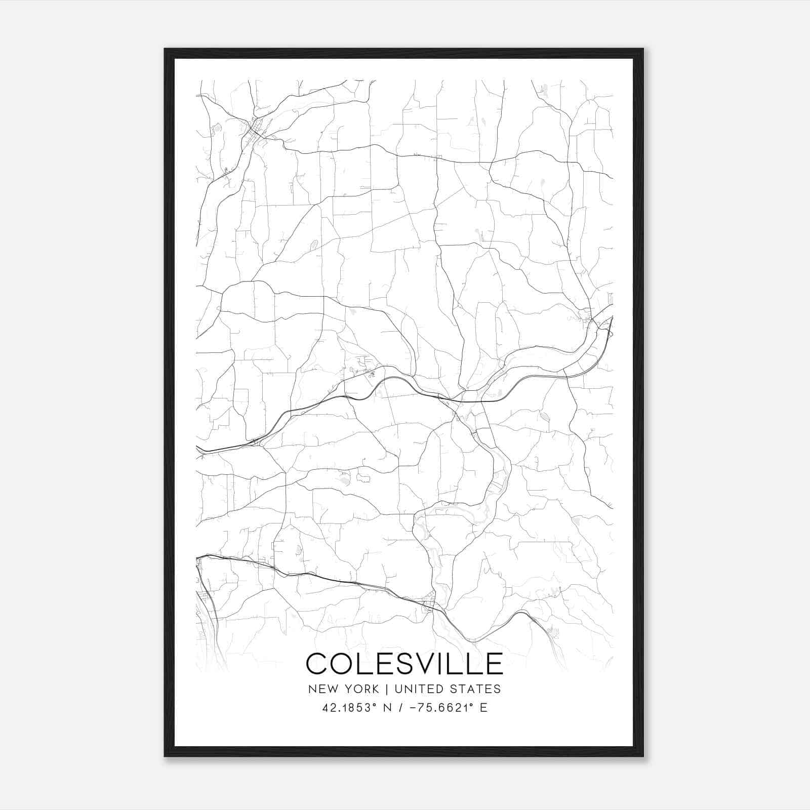 Colesville New York Map Poster, Modern Home Decor Wall Art Print
