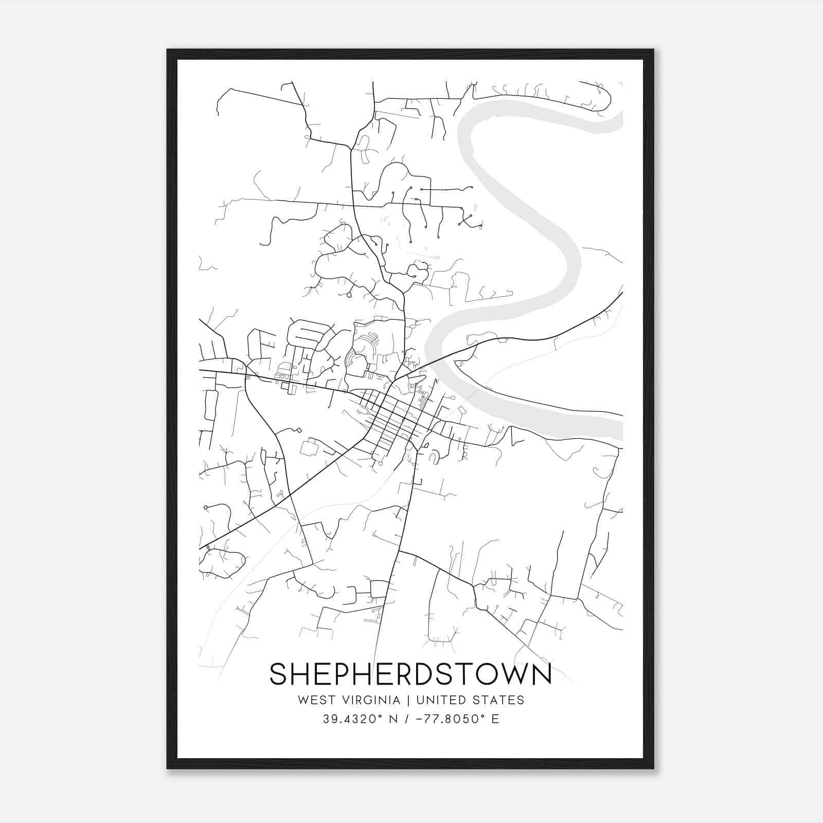 Shepherdstown West Virginia Map Poster, Modern Home Decor Wall Art Print