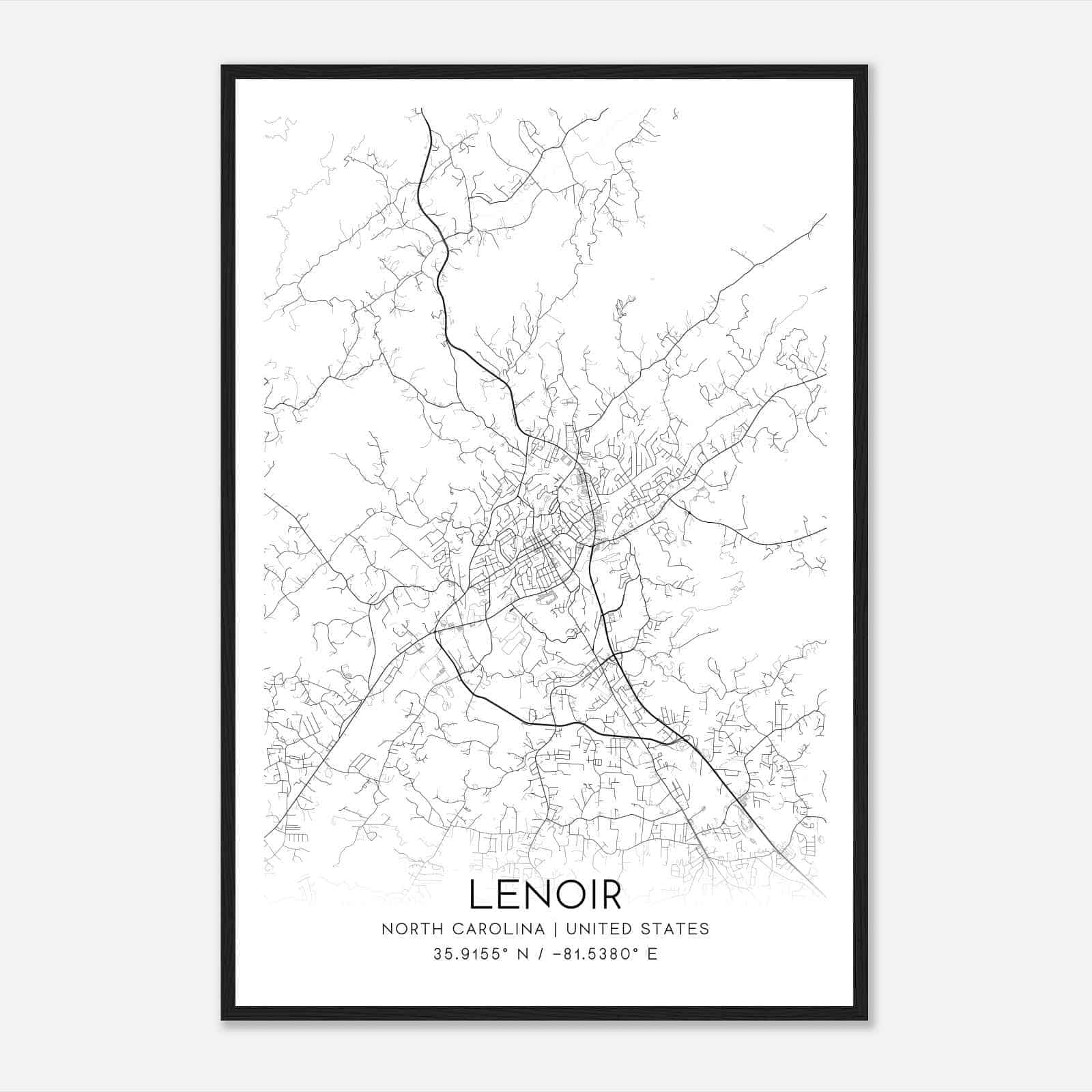 Lenoir North Carolina Map Poster, Modern Home Decor Wall Art Print Lenoir North Carolina Map Poster, Modern Home Decor Wall Art Print
