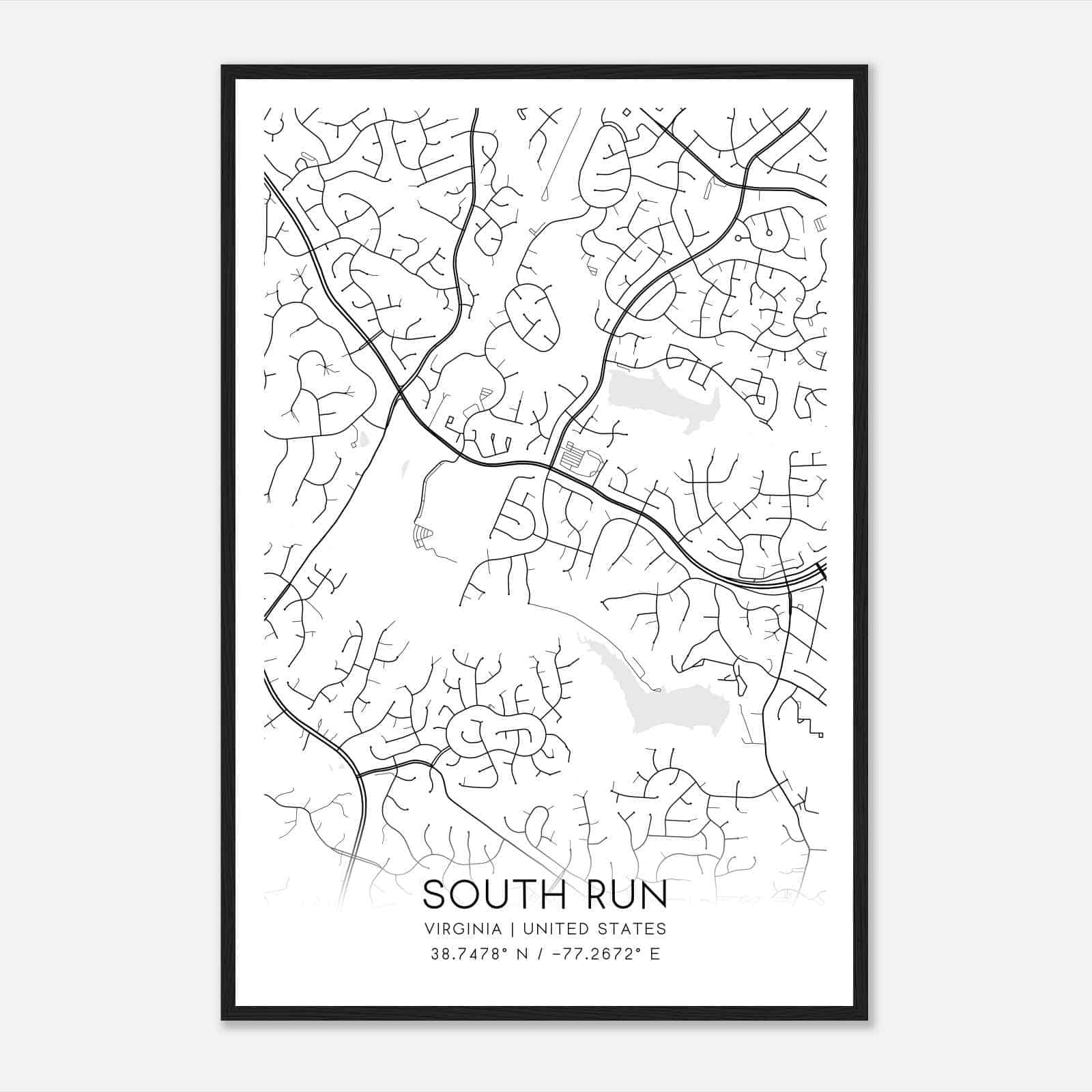 South Run Virginia Map Poster, Modern Home Decor Wall Art Print South Run Virginia Map Poster, Modern Home Decor Wall Art Print
