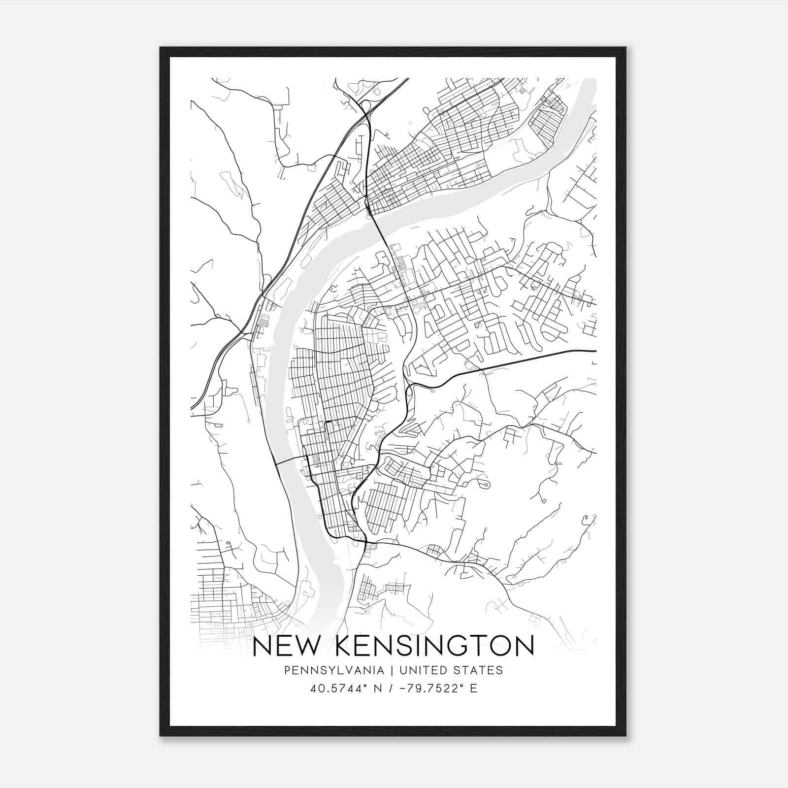 New Kensington Pennsylvania Map Poster, Modern Home Decor Wall Art Print New Kensington Pennsylvania Map Poster, Modern Home Decor Wall Art Print