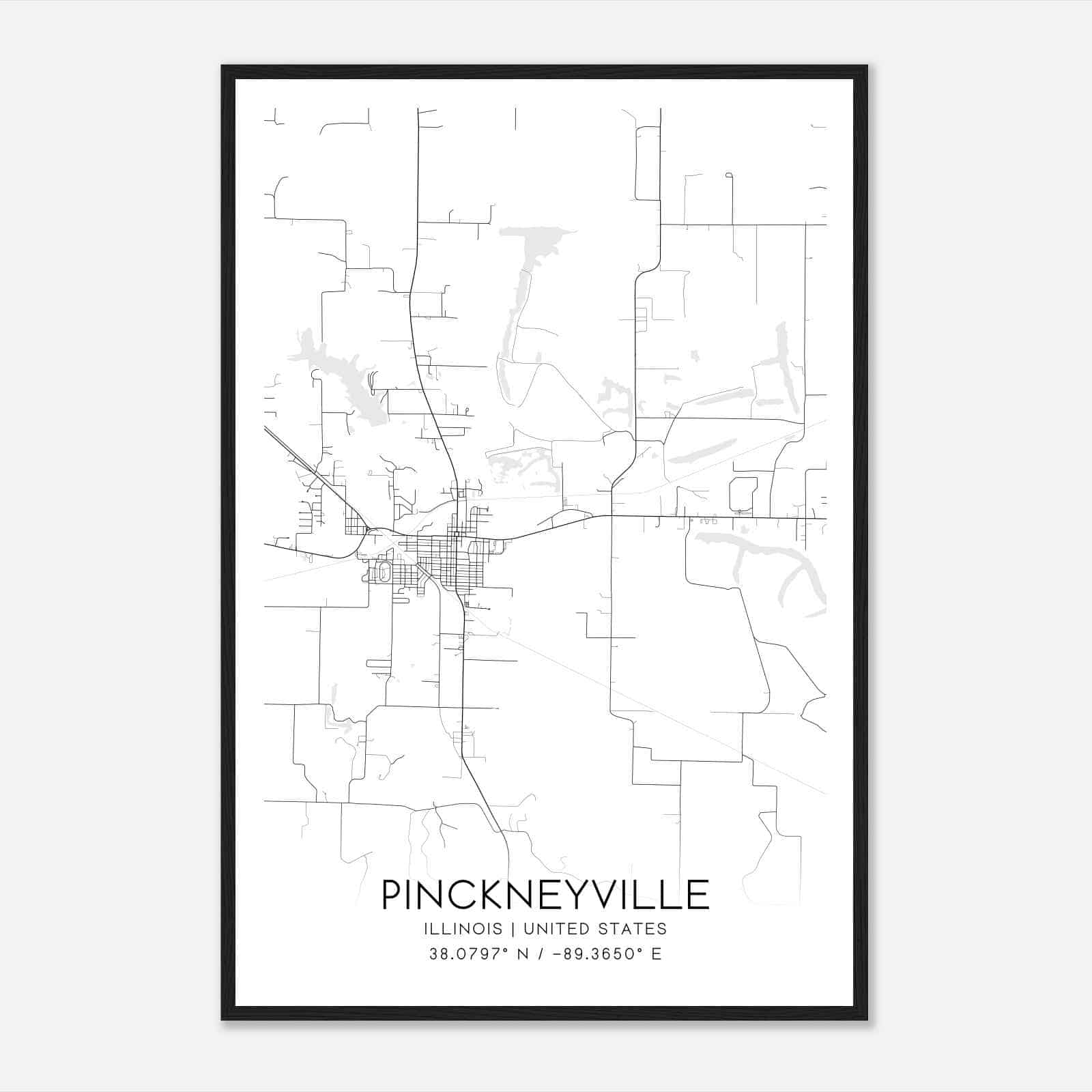 Pinckneyville Illinois Map Poster, Modern Home Decor Wall Art Print Pinckneyville Illinois Map Poster, Modern Home Decor Wall Art Print