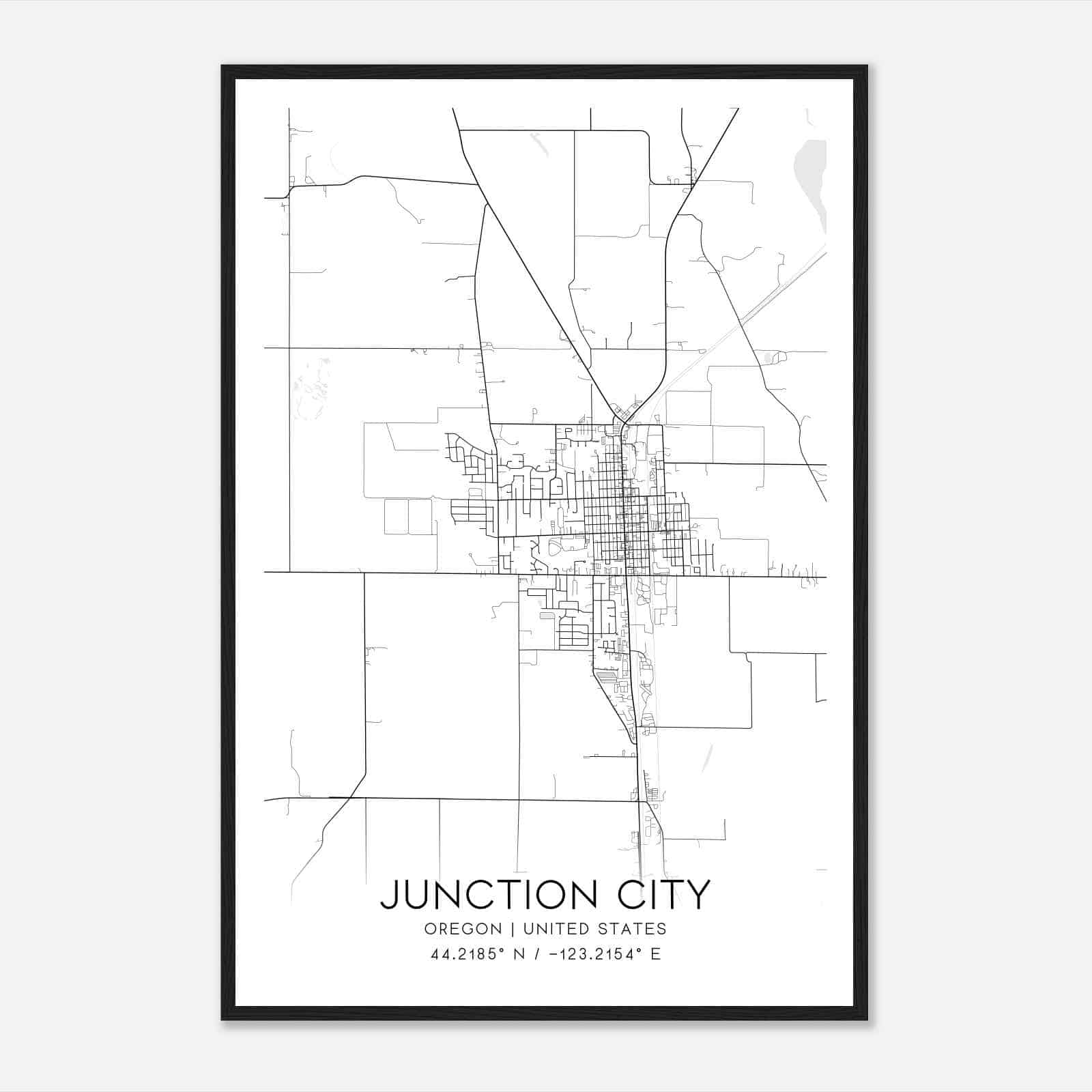 Junction City Oregon Map Poster, Modern Home Decor Wall Art Print