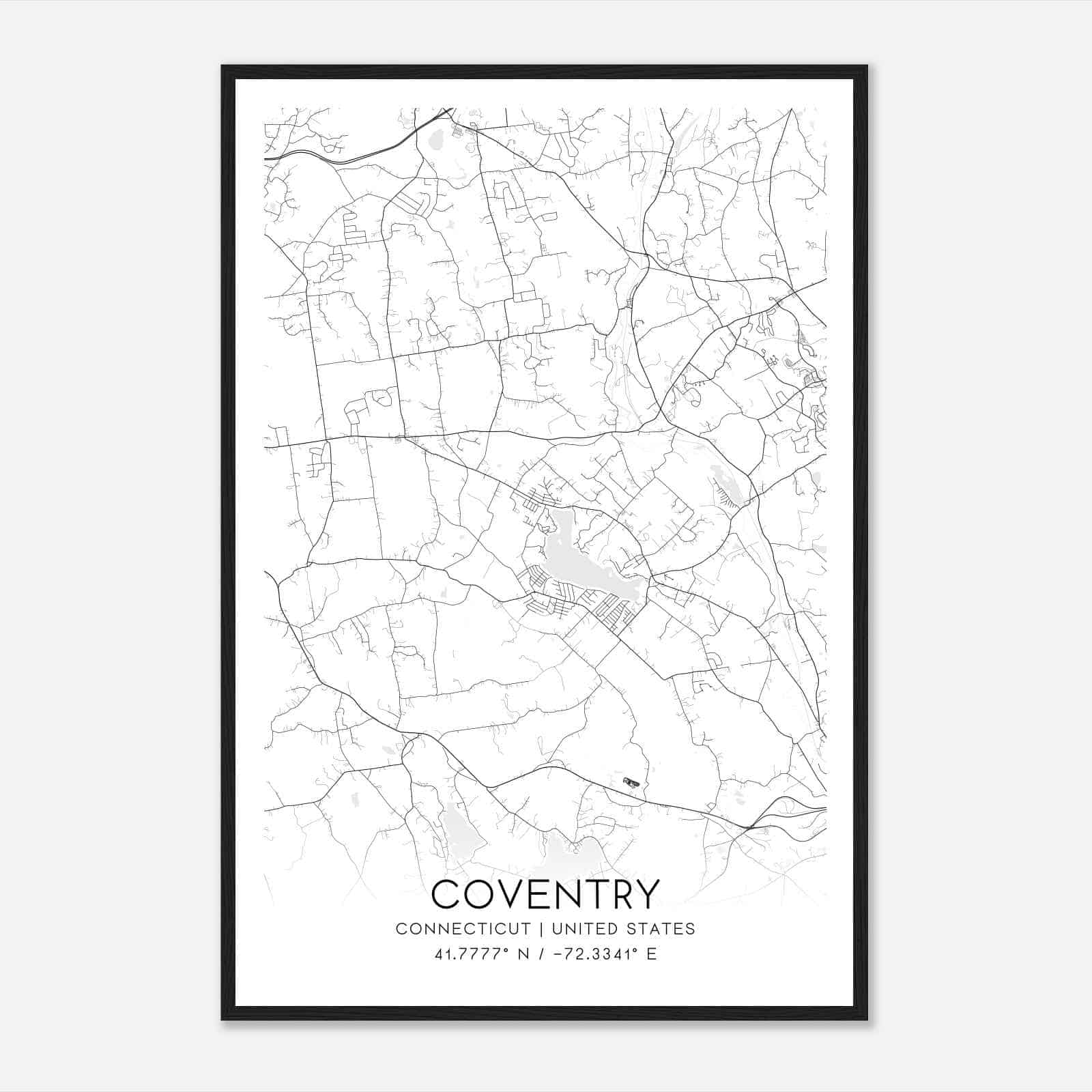 Coventry Connecticut Map Poster, Modern Home Decor Wall Art Print