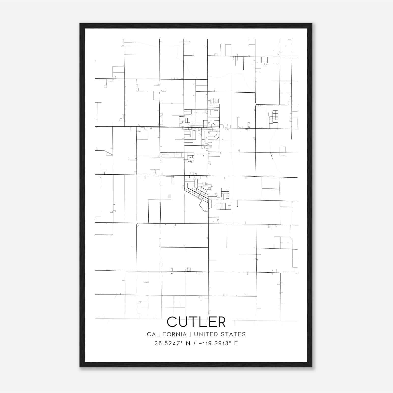 Cutler California Map Poster, Modern Home Decor Wall Art Print