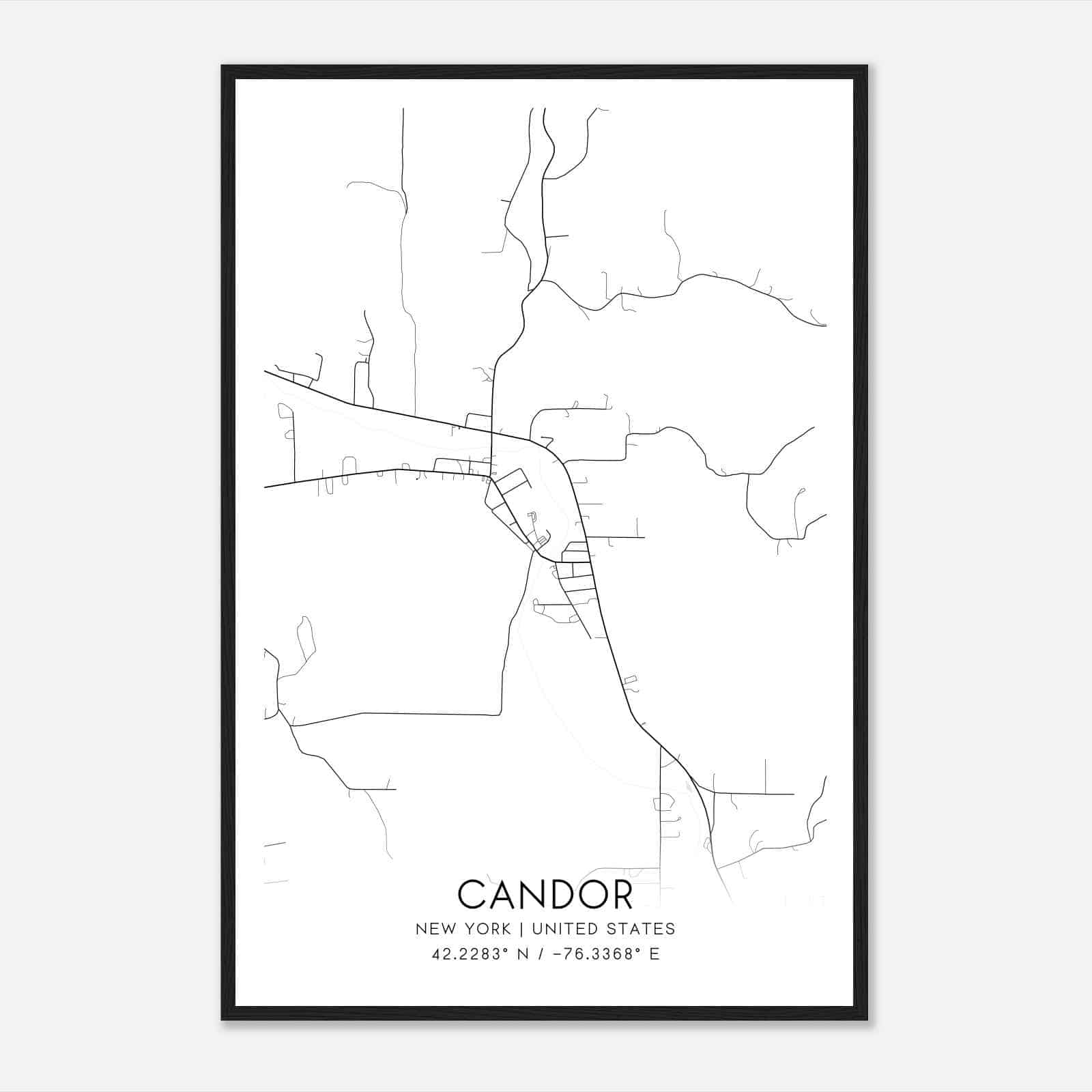 Candor New York Map Poster, Modern Home Decor Wall Art Print