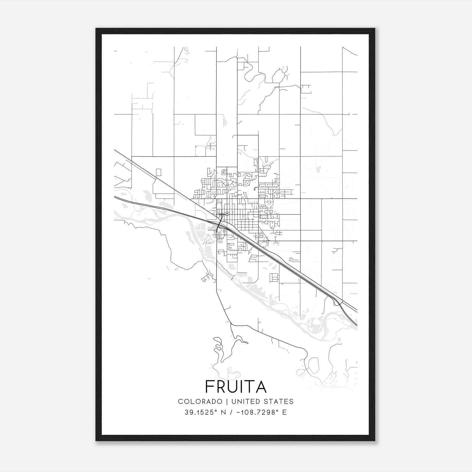 Fruita Colorado Map Poster, Modern Home Decor Wall Art Print