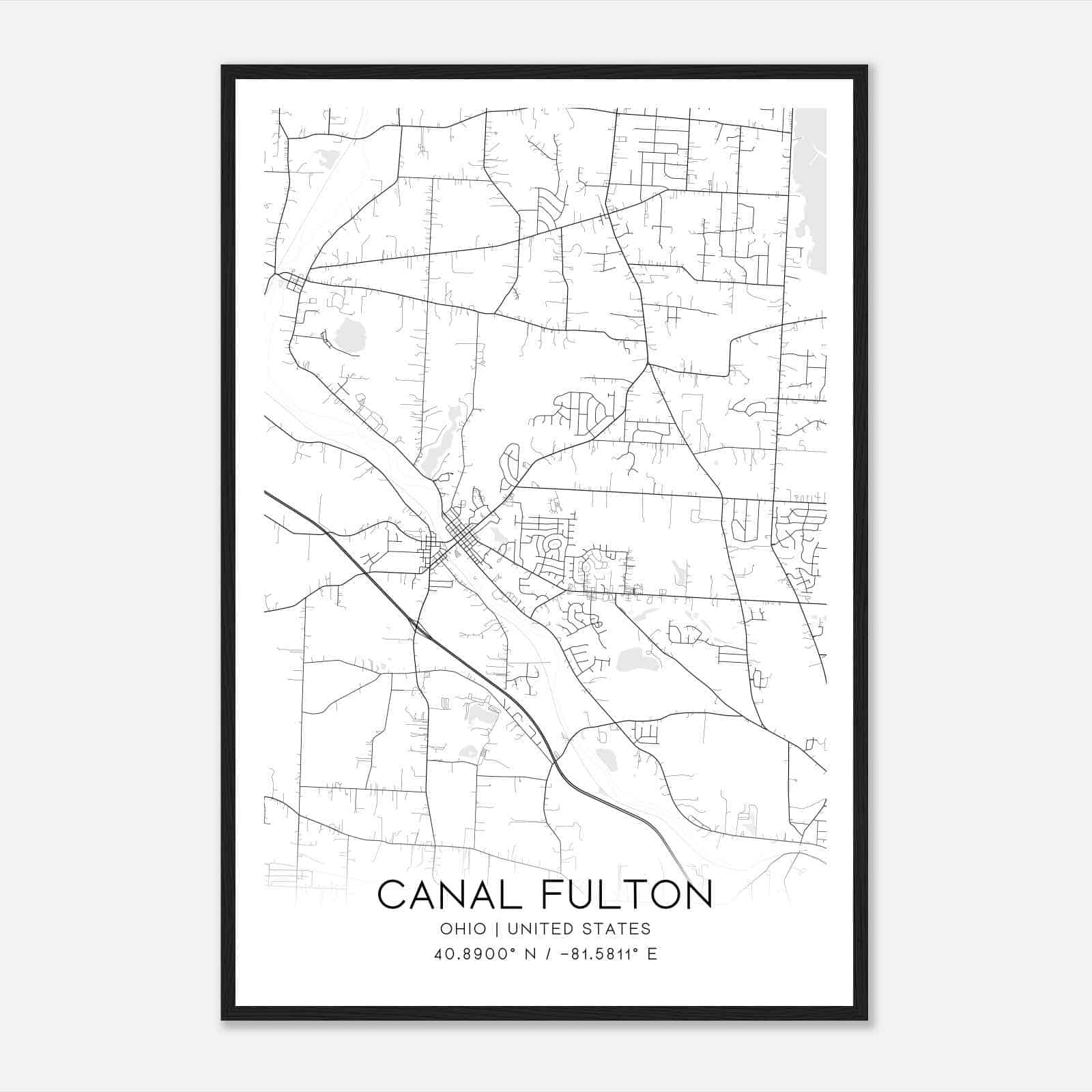 Canal Fulton Ohio Map Poster, Modern Home Decor Wall Art Print