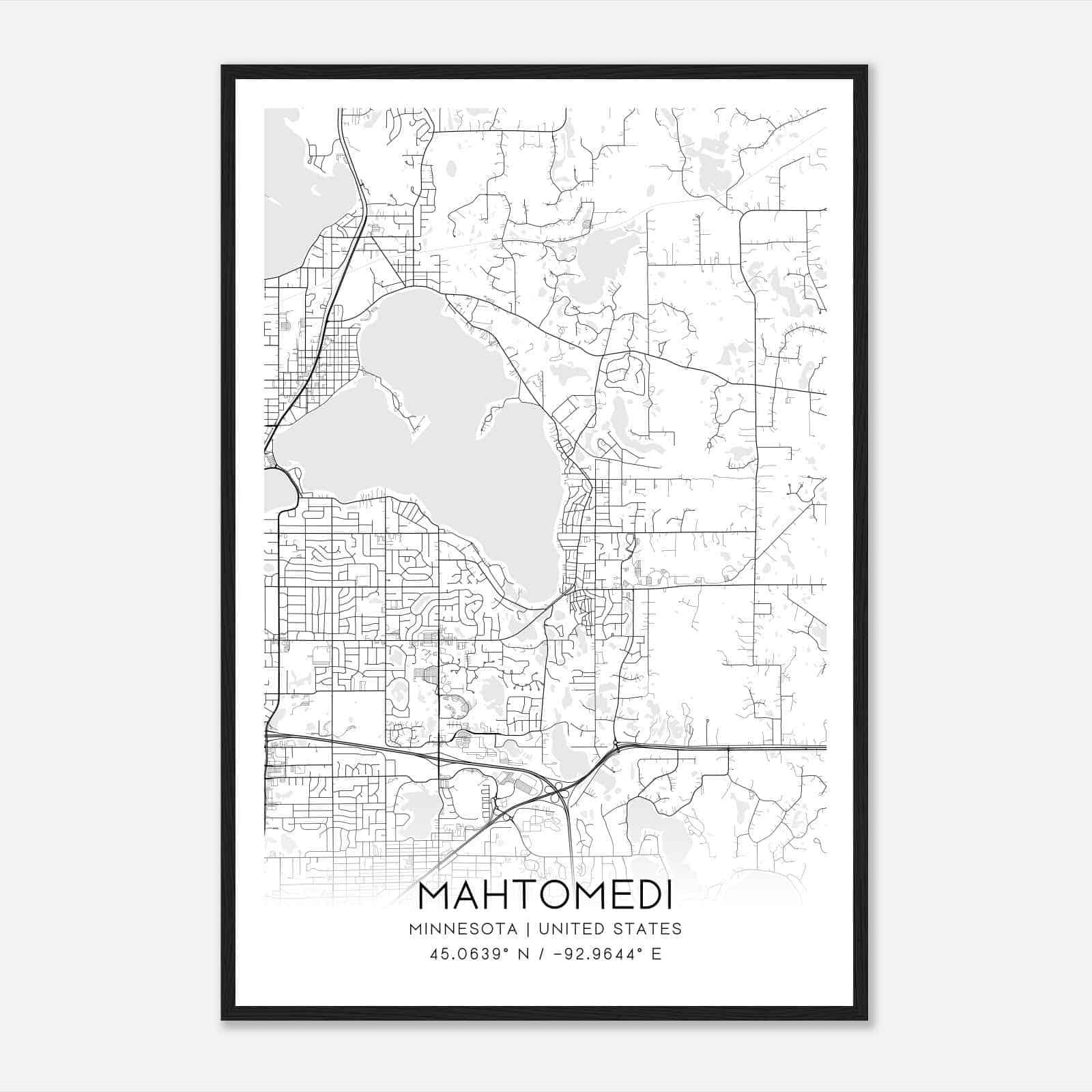 Mahtomedi Minnesota Map Poster, Modern Home Decor Wall Art Print