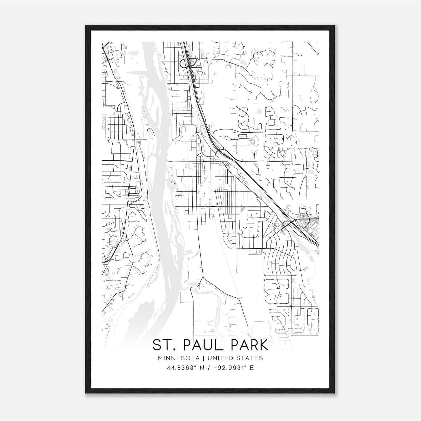 St. Paul Park Minnesota Map Poster, Modern Home Decor Wall Art Print